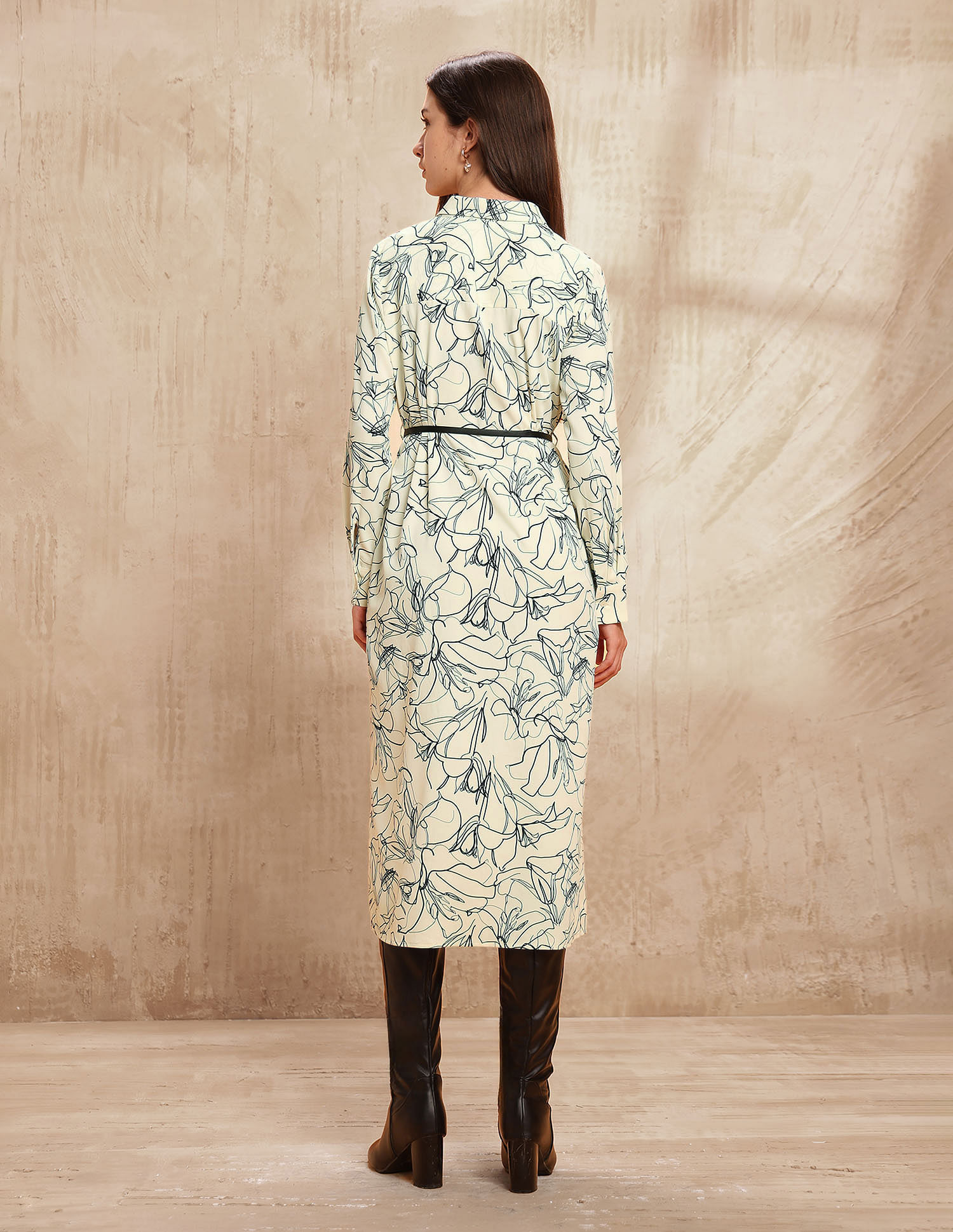 U.S. Polo Assn. Women Abstract Printed Midi Shirt Dress