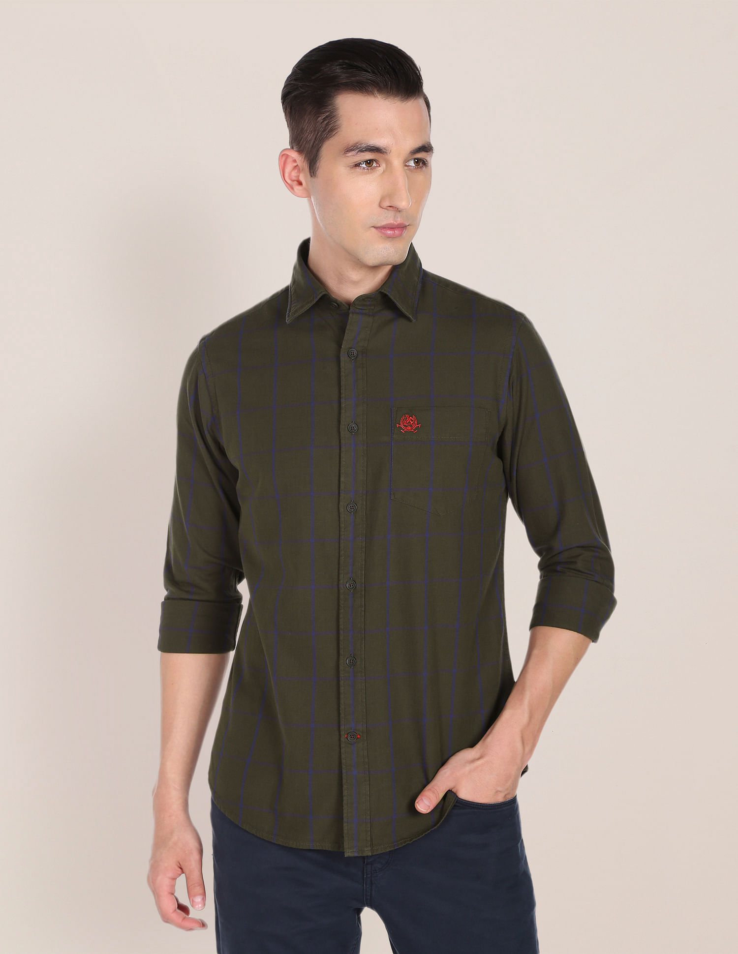 U.S. Polo Assn. Windowpane Check Premium Cotton Casual Shirt
