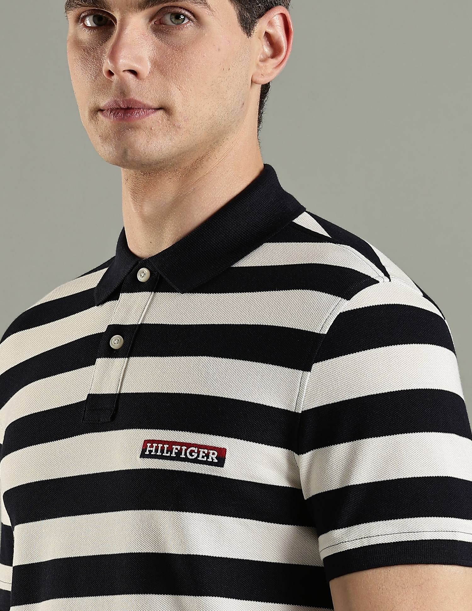 Tommy Hilfiger Striped Regular Fit Cotton Polo T-Shirt