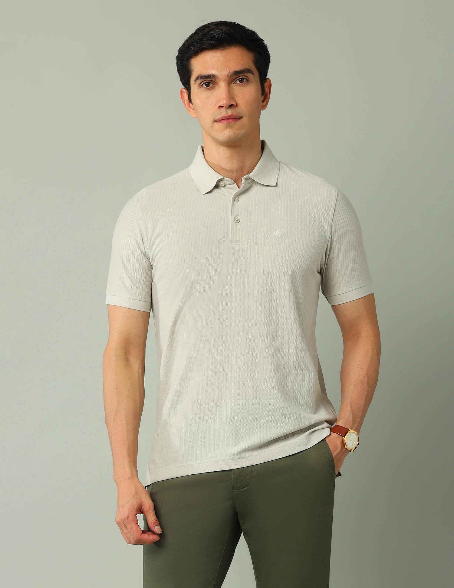Arrow Textured Pure Cotton Polo Shirt