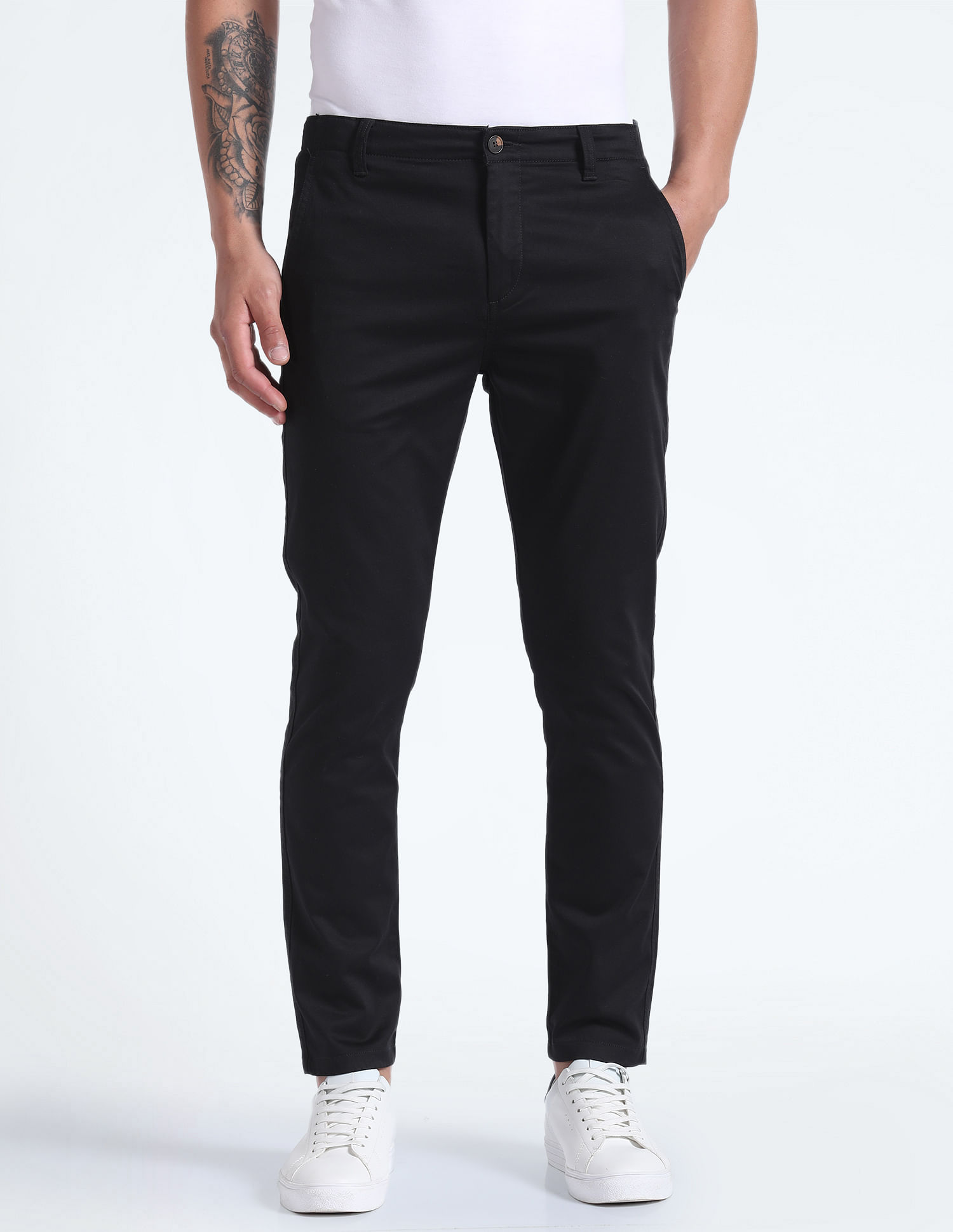 Flying Machine Slash Slim Tapered Fit Solid Trousers