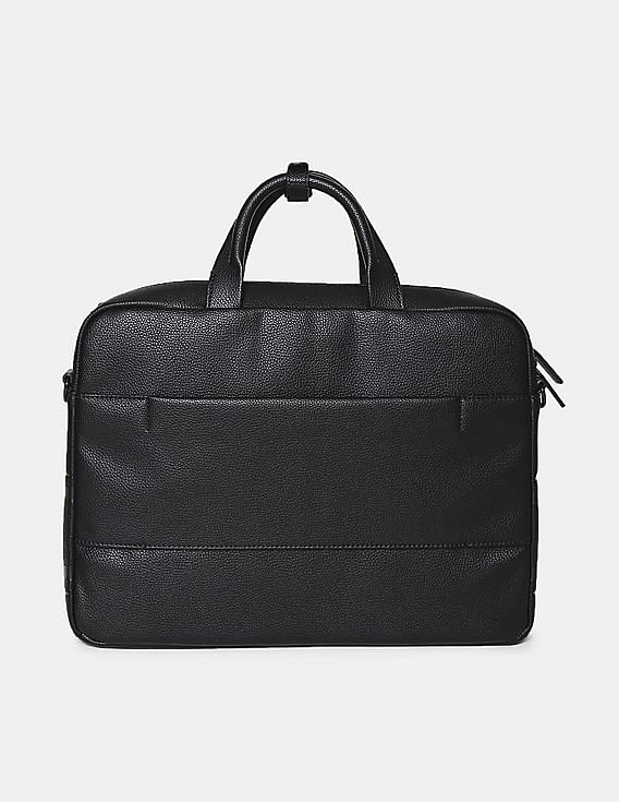 Calvin Klein Men Black Striped Logo Laptop Bag