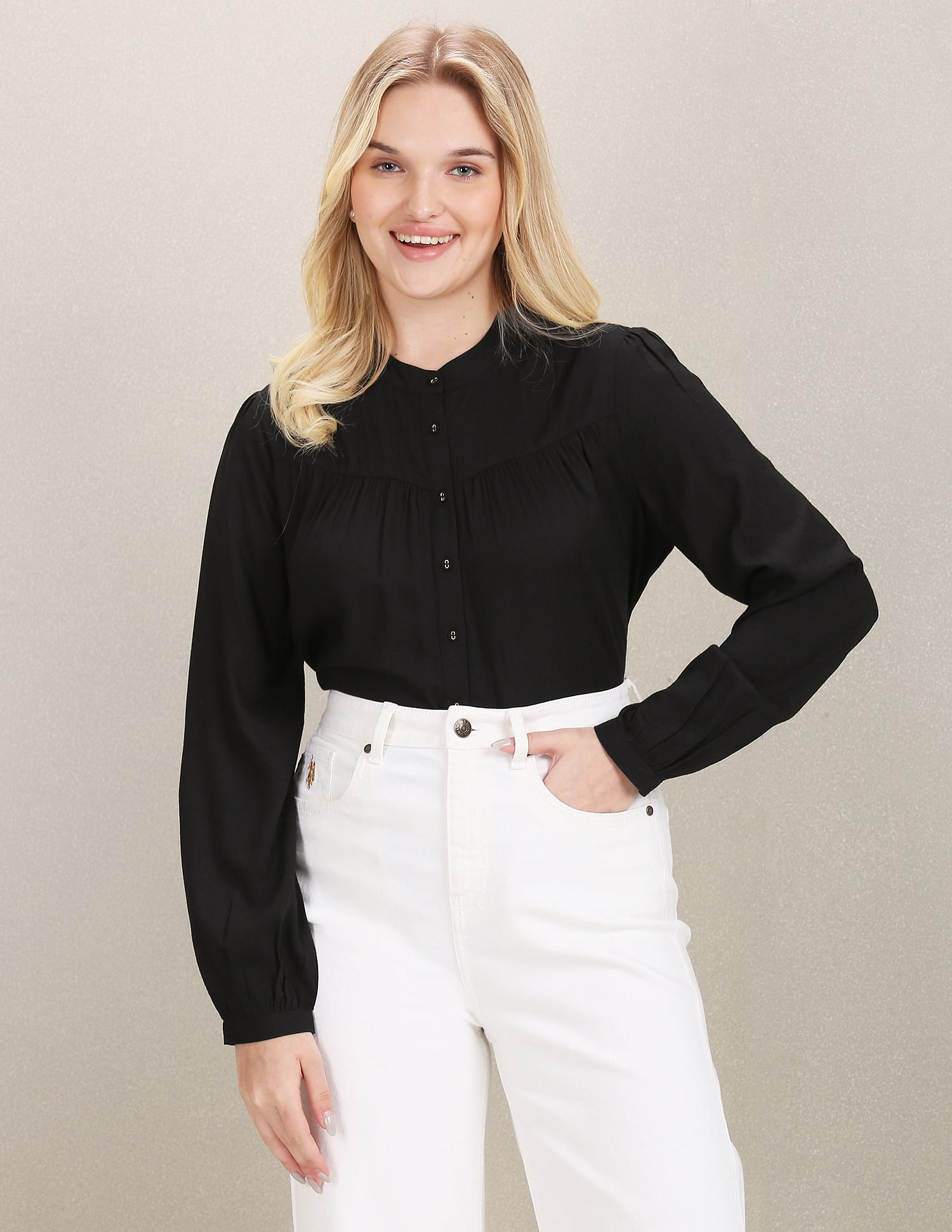 U.S. Polo Assn. Women Solid Viscose Shirt