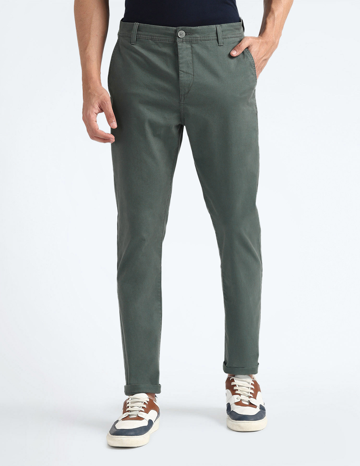 Flying Machine Slash Slim Tapered Fit Solid Chinos