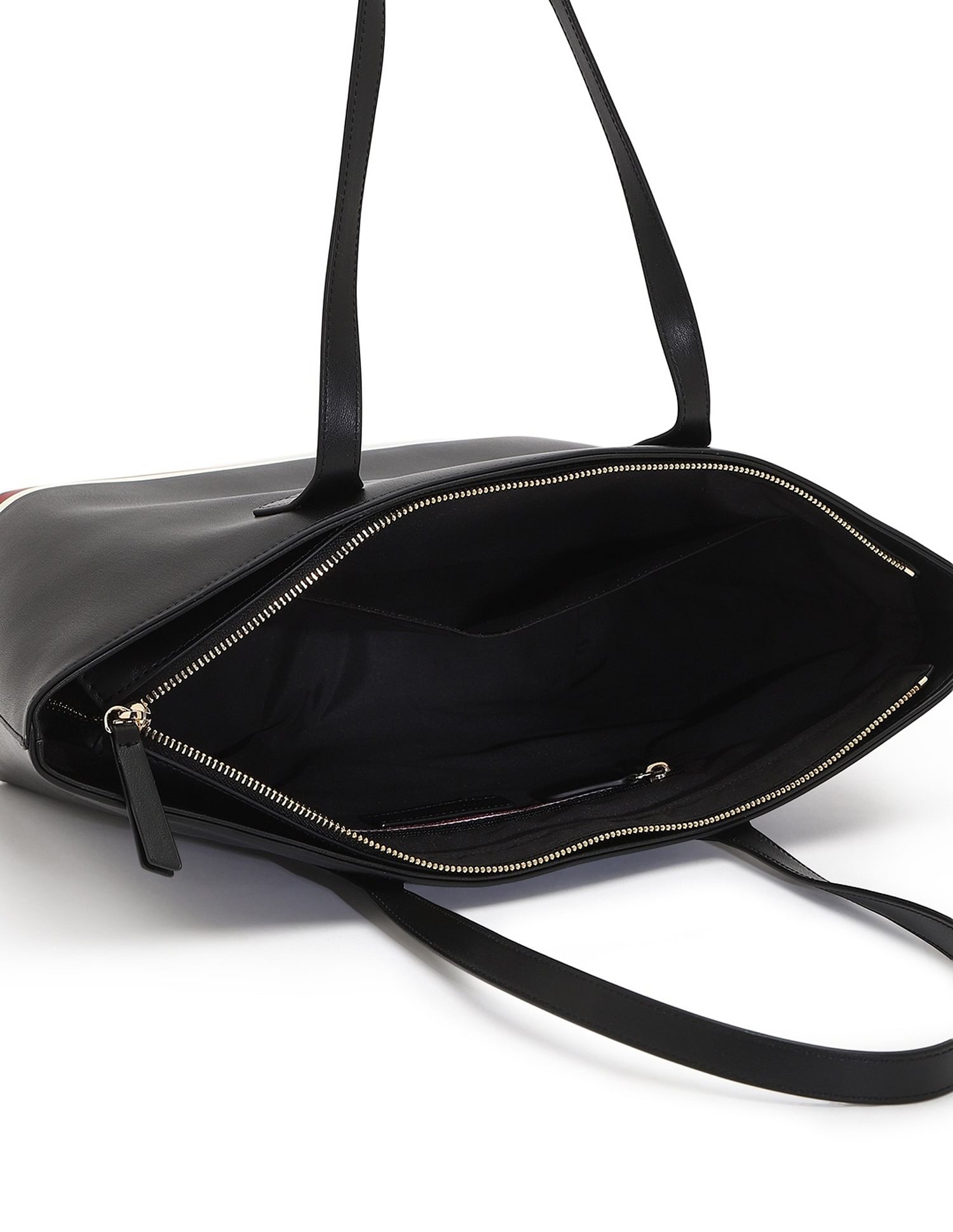 Tommy Hilfiger Printed Black PU Totes