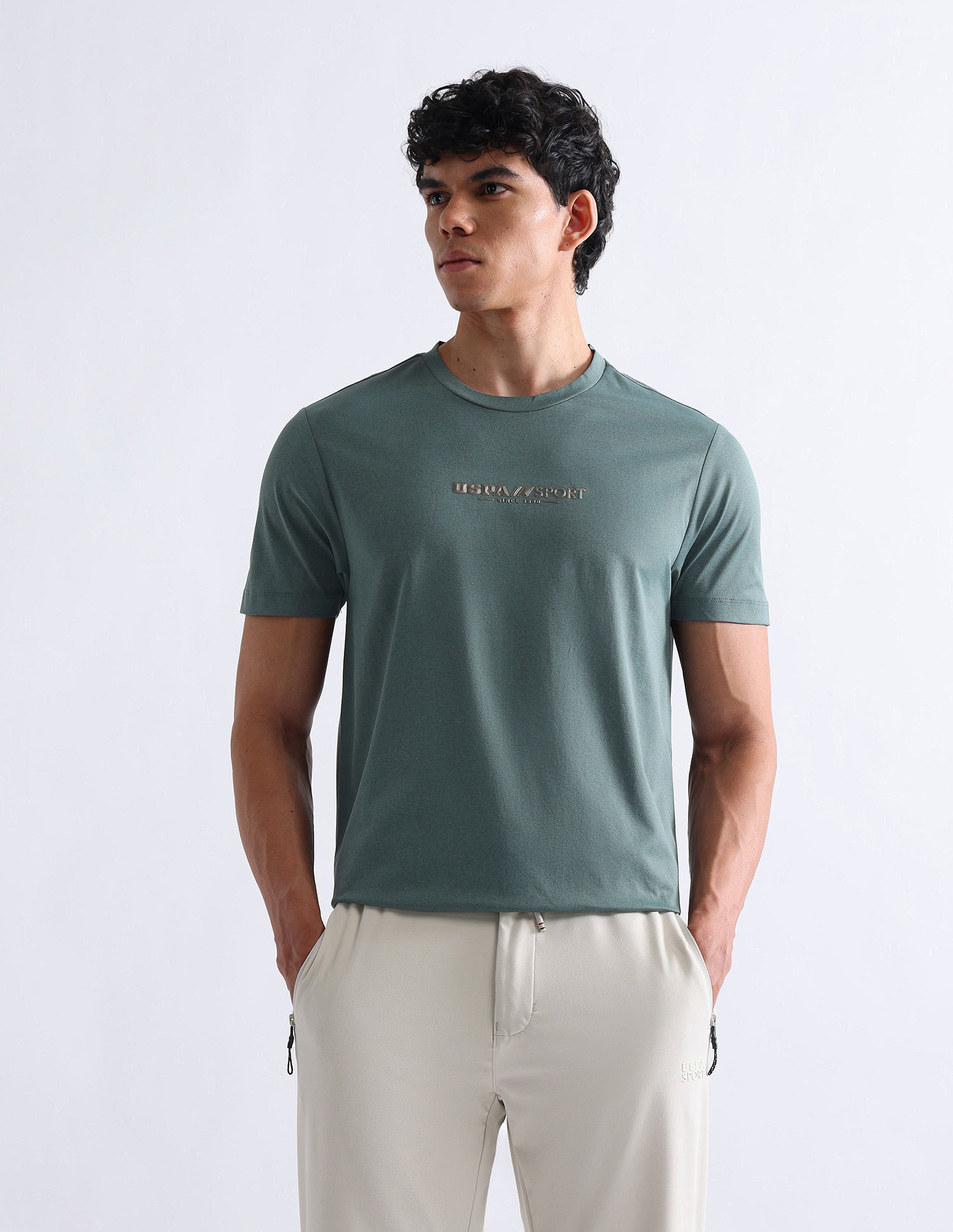 USPA Active Solid Slim Fit T-Shirt