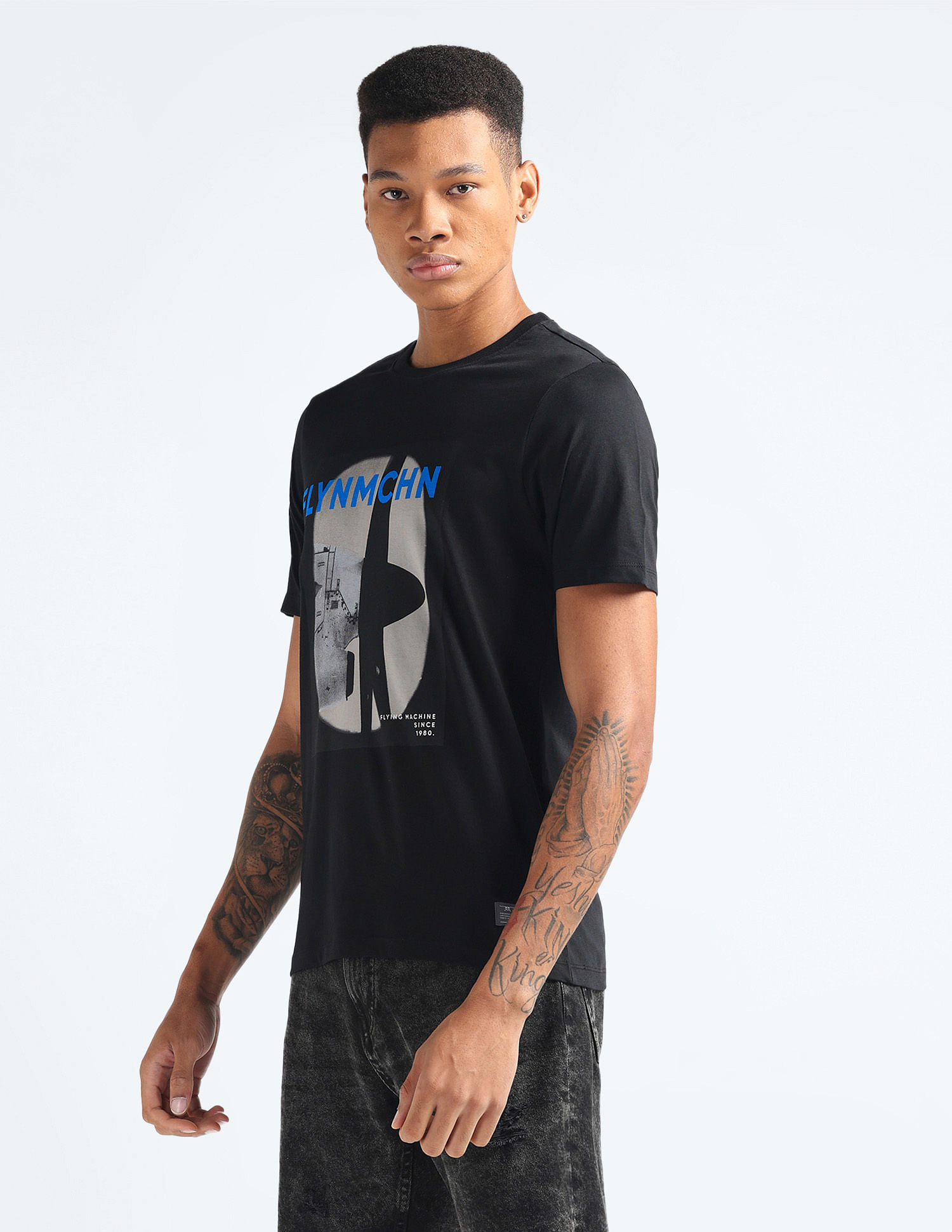 Flying Machine Graphic Print Cotton T-Shirt