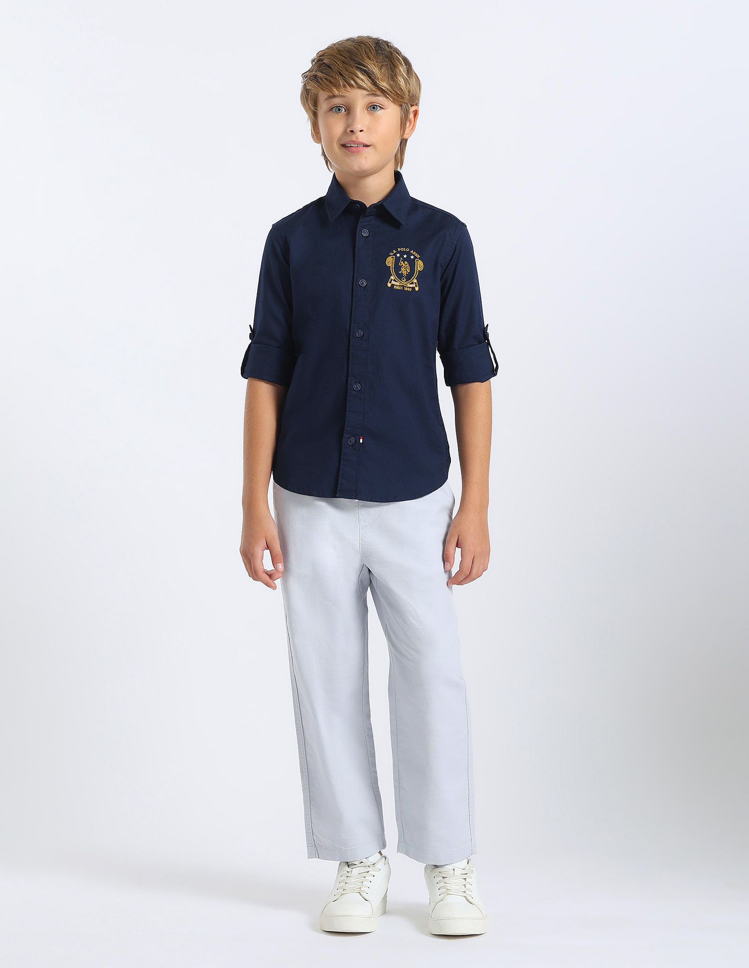 U.S. Polo Assn. Kids Boys Solid Regular Fit Shirt