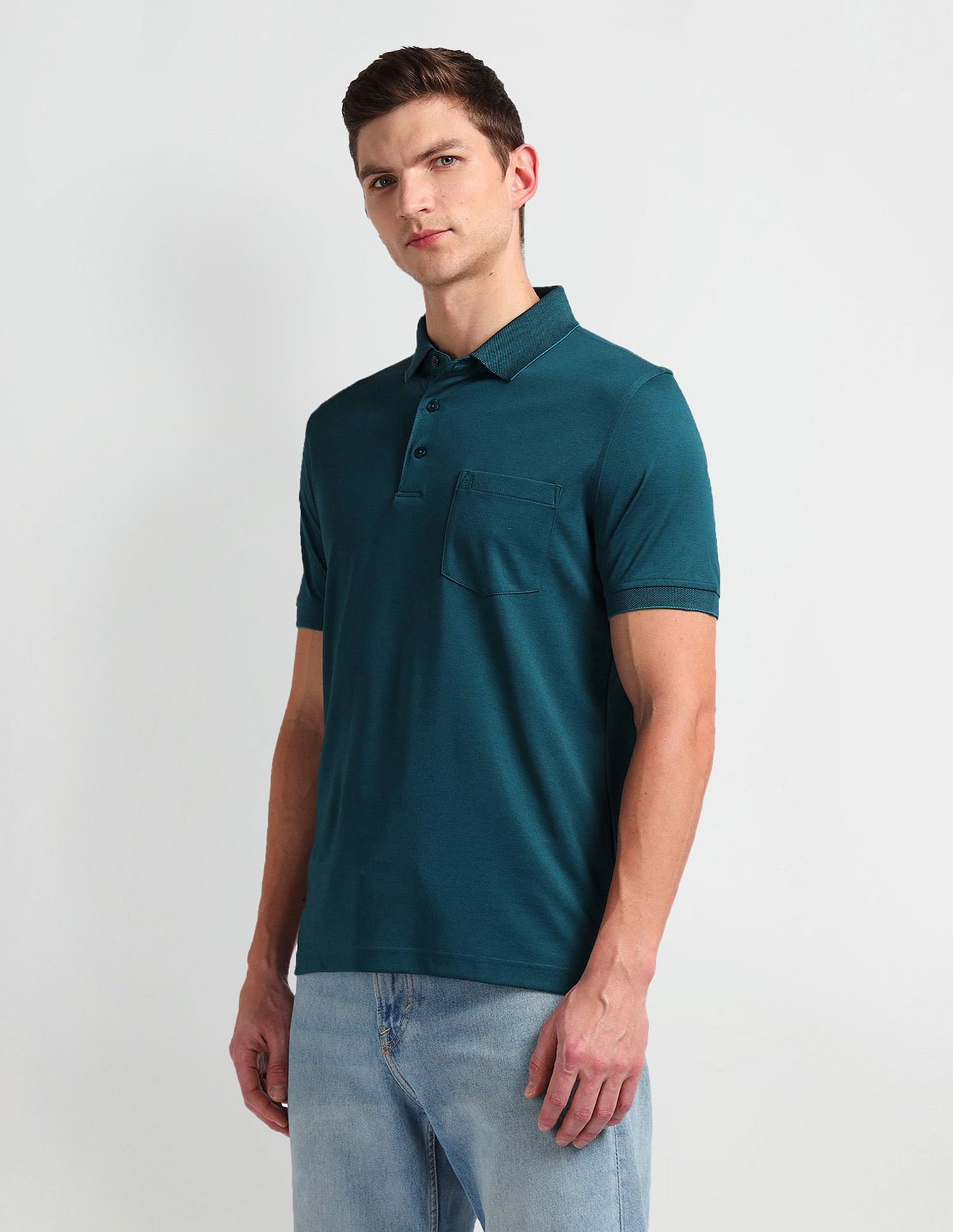 Arrow Pique Knit Solid Polo Shirt
