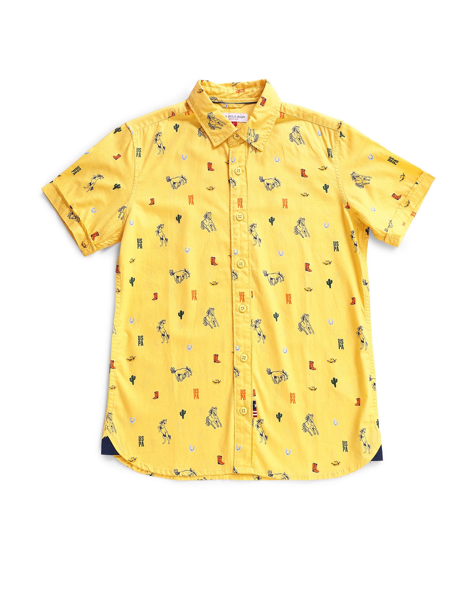 U.S. Polo Assn. Kids Boys Cotton All Over Print Shirt