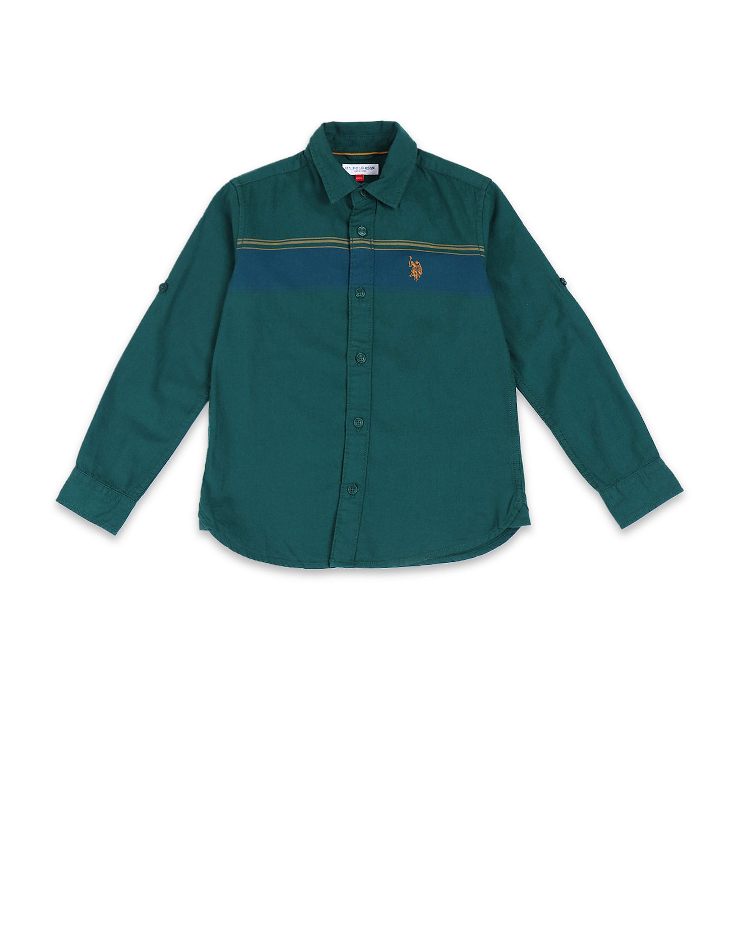 U.S. Polo Assn. Kids Boys Horizontal Striped Cotton Shirt