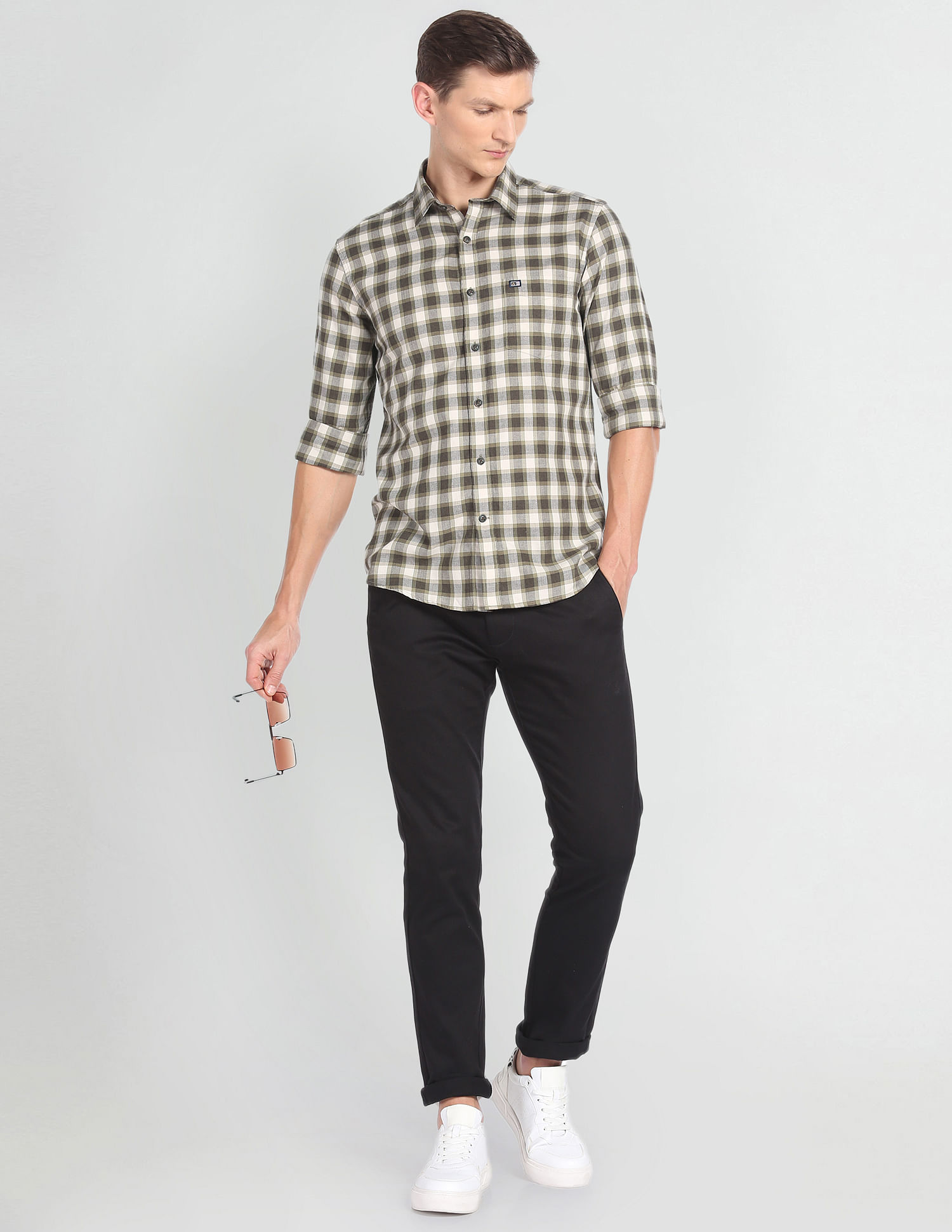Arrow Sports Tartan Check Slim Shirt