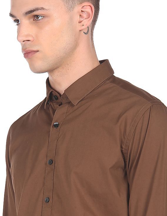 chocolate brown button up shirt