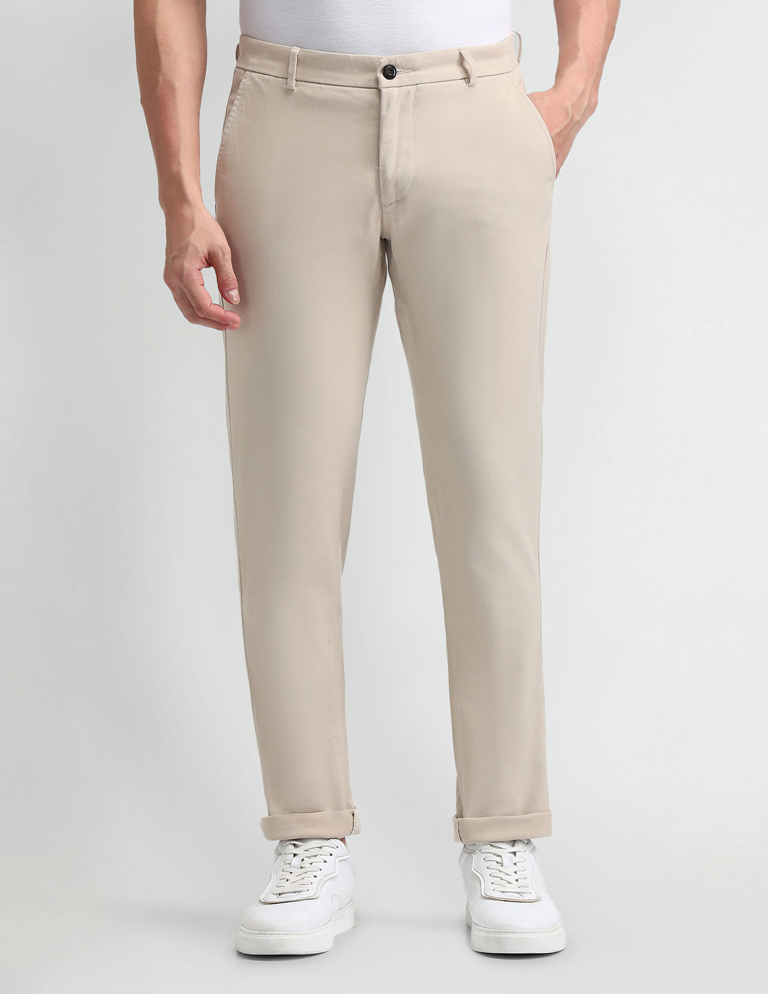 Arrow Sport Slim Fit Flat Front Trousers