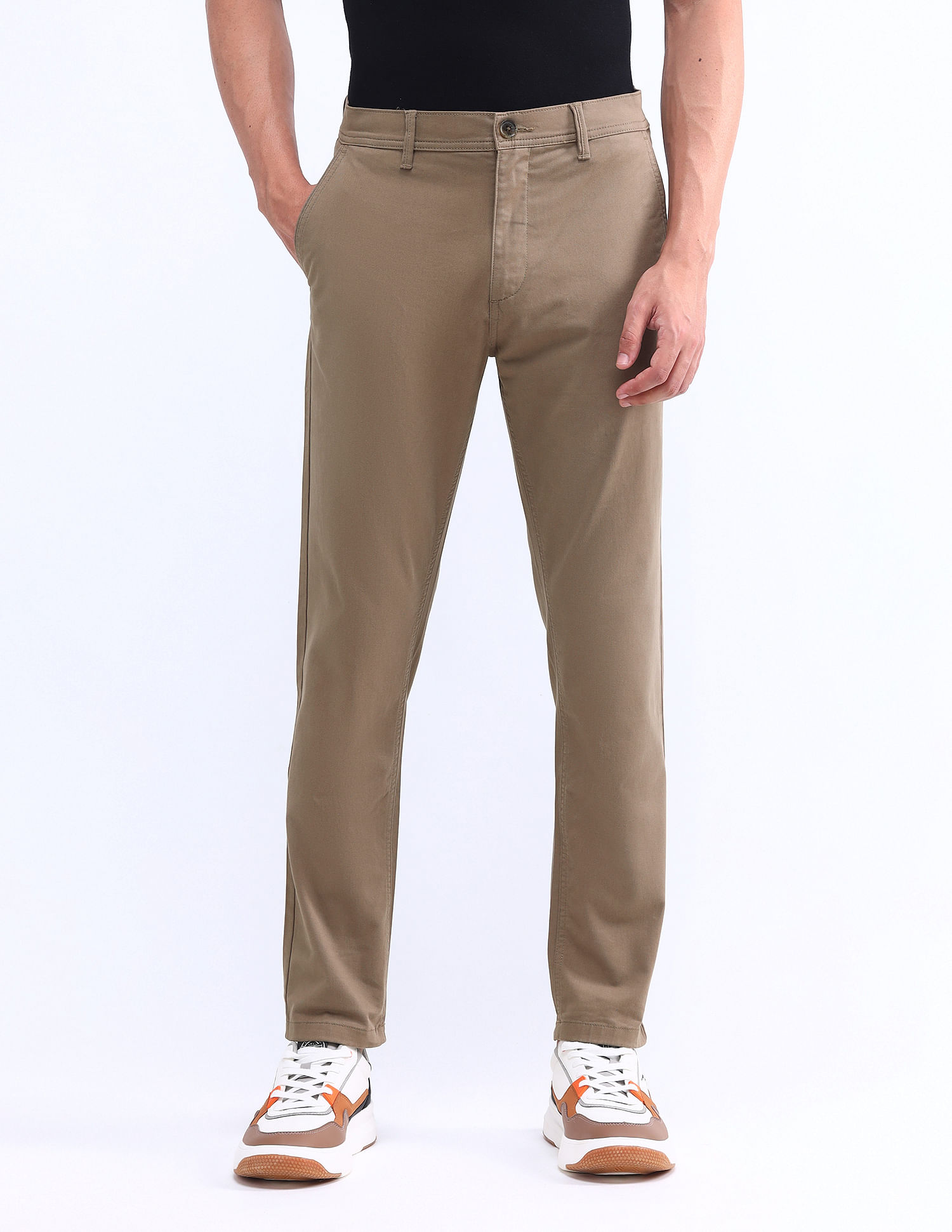 Flying Machine Slash Slim Tapered Solid Trousers