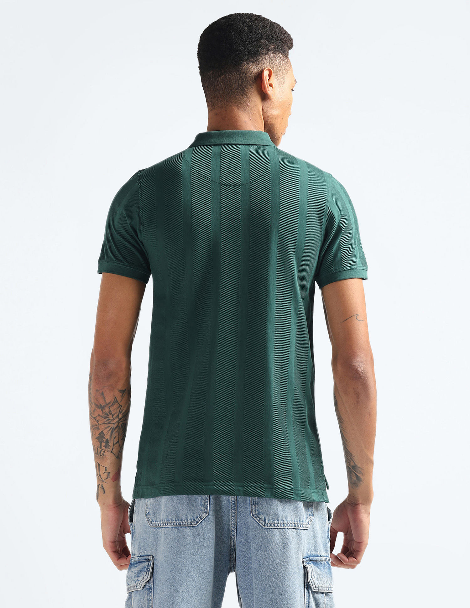 Flying Machine Vertical Stripe Patterned Knit Polo Shirt