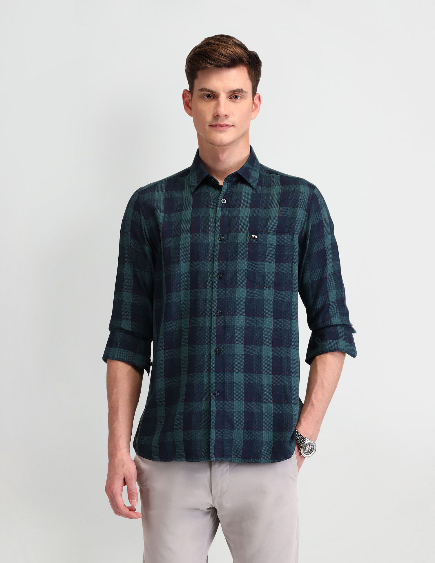 Arrow Sport Tailored Fit Buffalo Checks Shirt