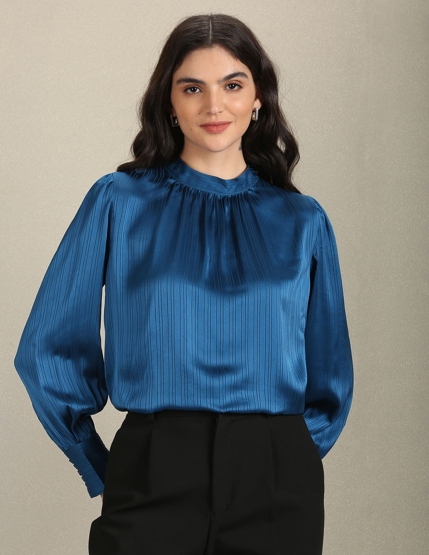 U.S. Polo Assn. Women Long Sleeve Vertical Stripe Top