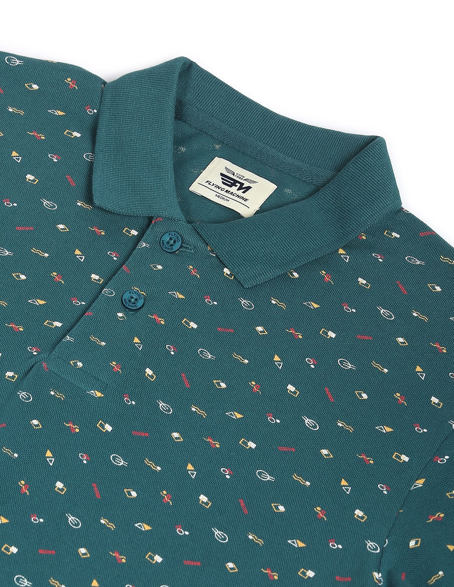 Flying Machine Abstract Print Polo Shirt