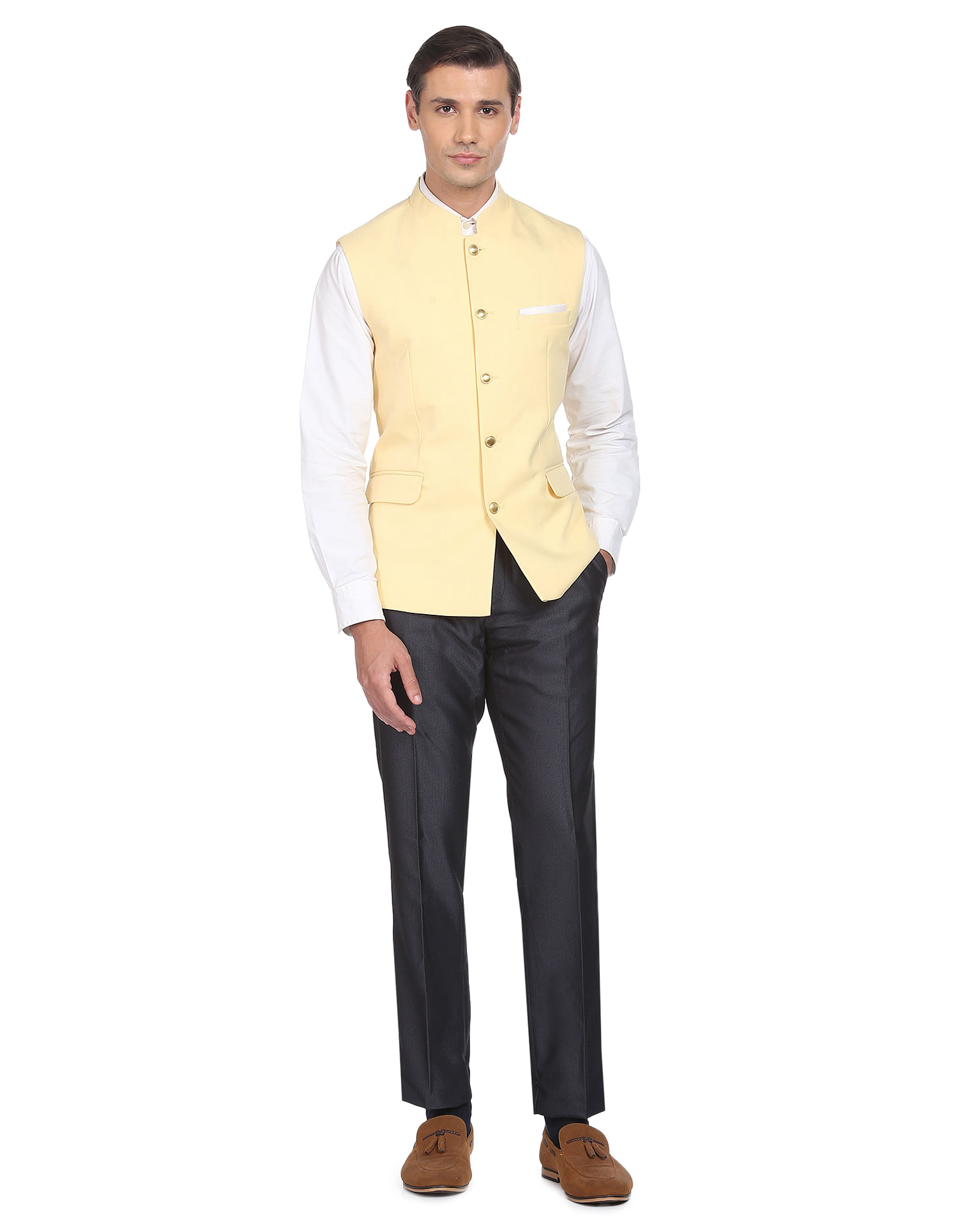 Cotton Blend Festival Wear Nehru Jacket In Cream Colour - JK4352130