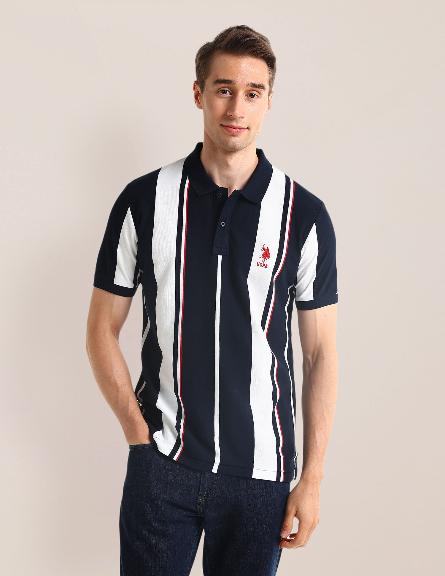 U.S. Polo Assn. Vertical Striped Slim Fit Polo Shirt