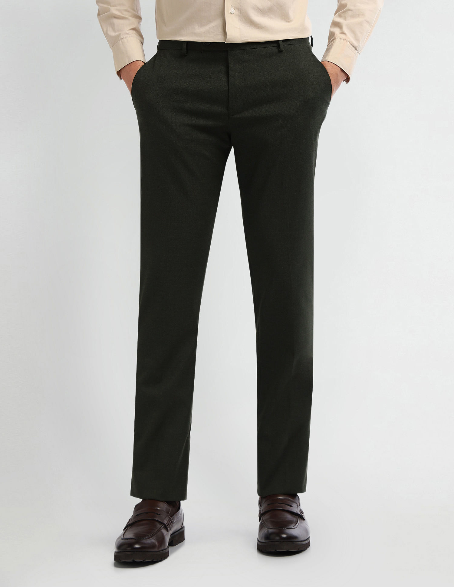 Arrow Mid Rise Carson Tapered Fit Trousers