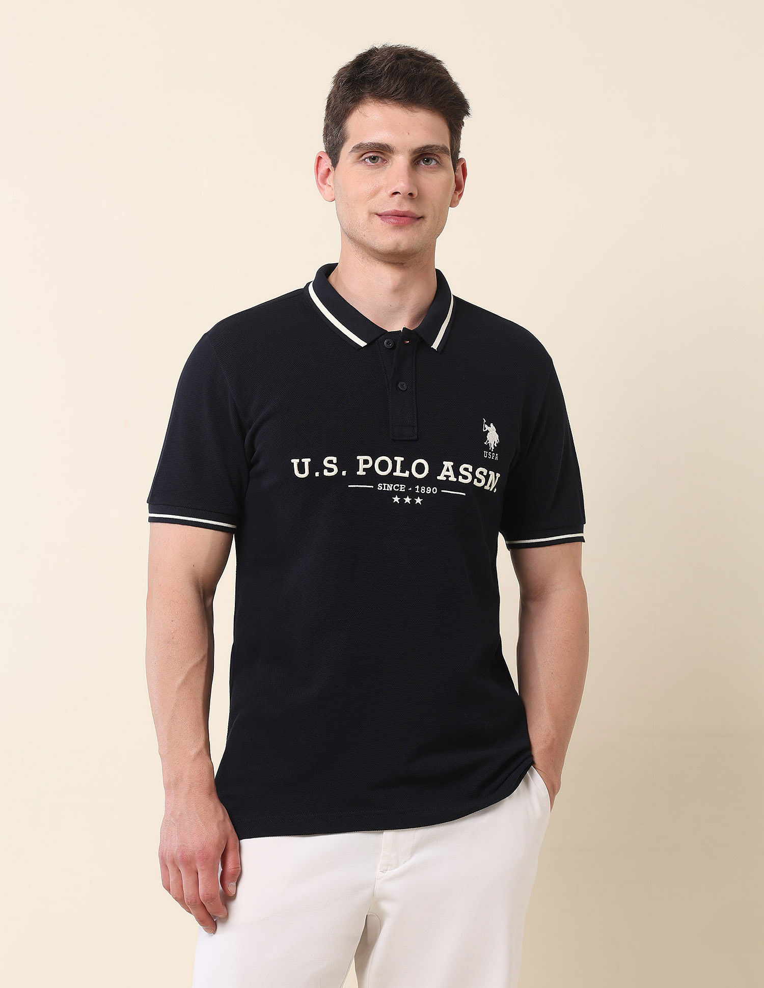 U.S. Polo Assn. Brand Embroidered Gold Cup Polo Shirt