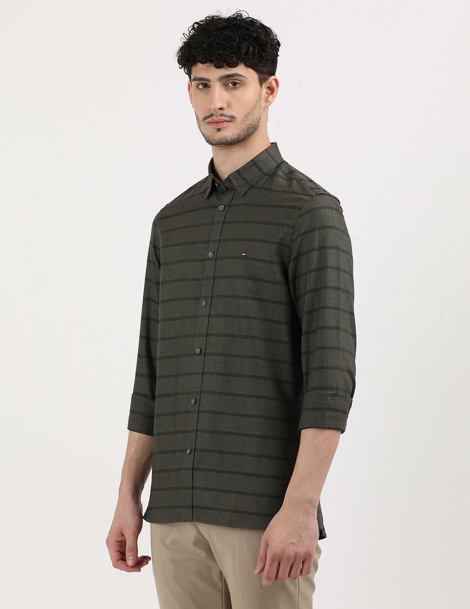 Tommy Hilfiger Heather Horizontal Striped Slim Fit Shirt