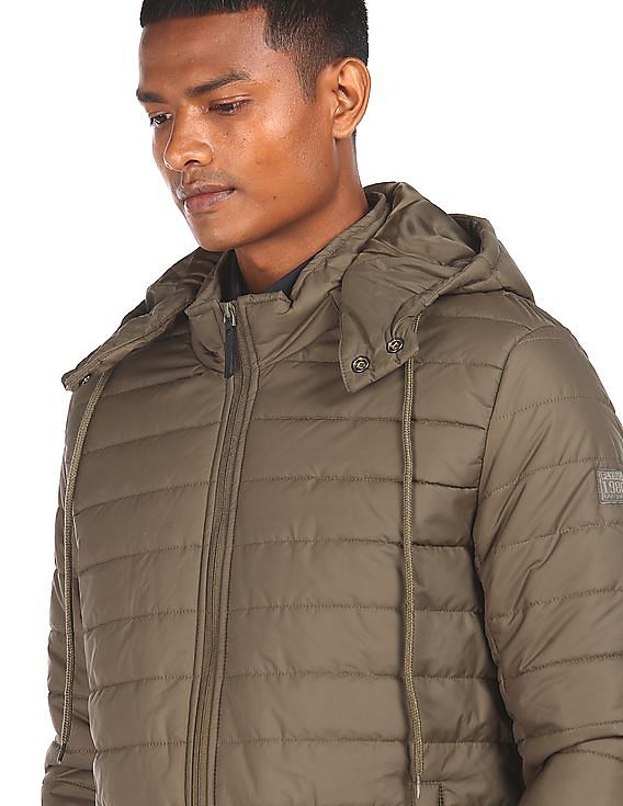 Flying Machine Detachable Hood Quilted Jacket