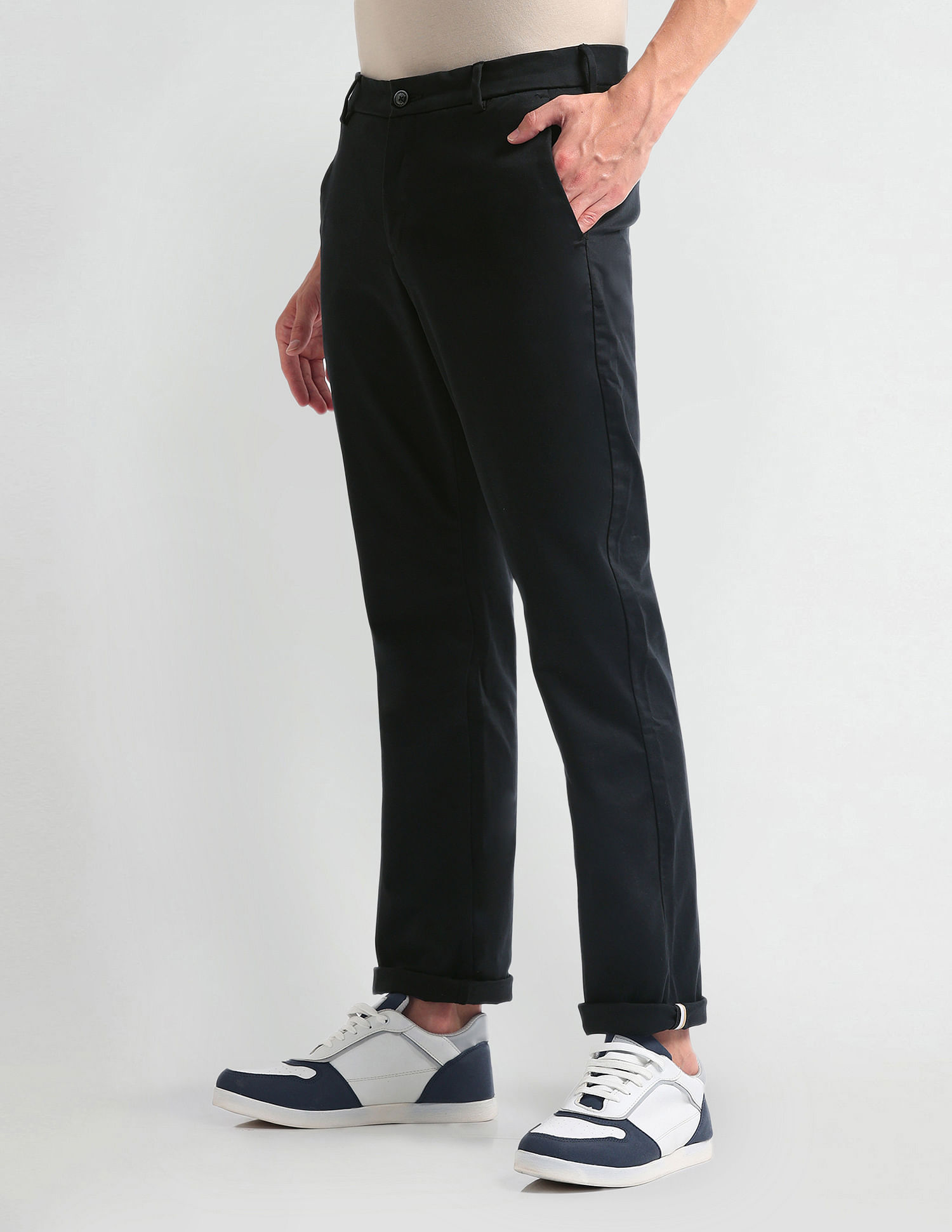 Arrow Sports Mid Rise Solid Trousers