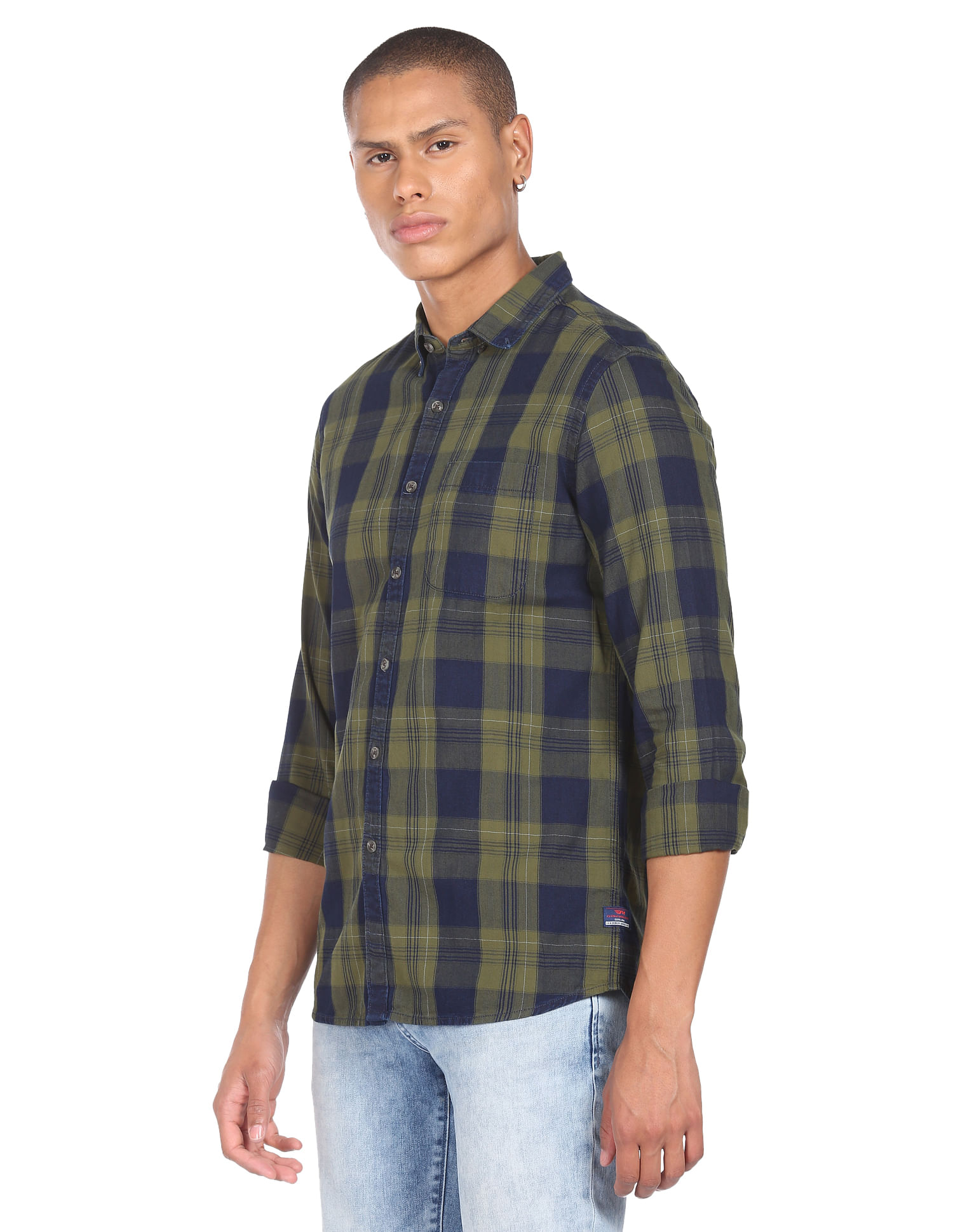 Flying Machine Plaid Check Cotton Casual Shirt