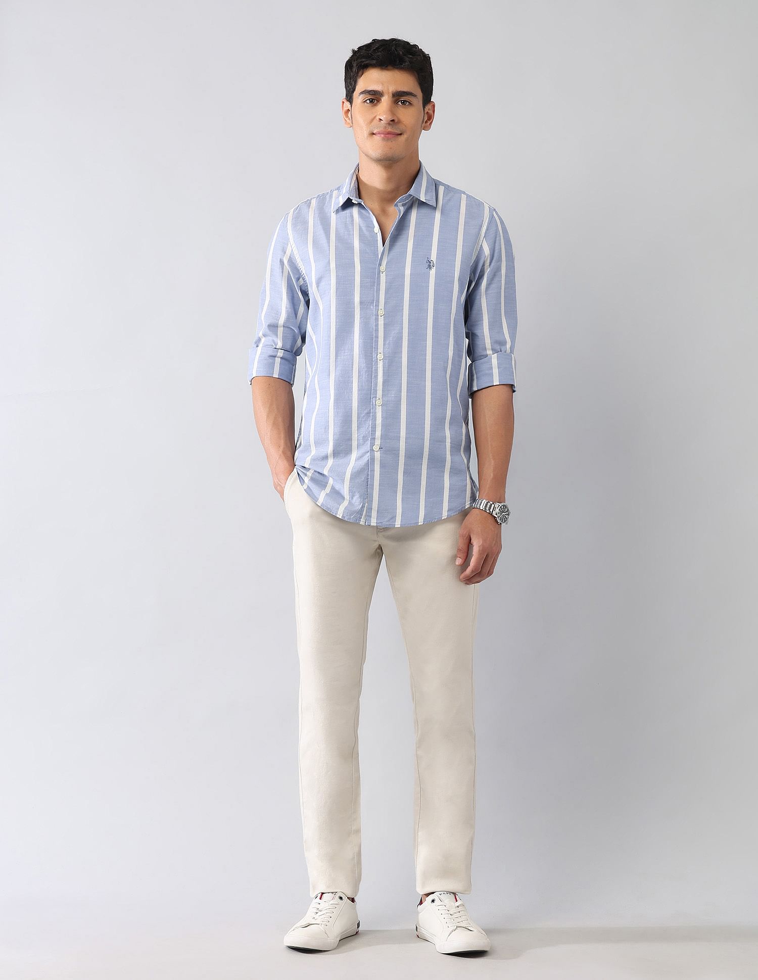 U.S. Polo Assn. Denim Co. Vertical Striped Dobby Regular Fit Shirt