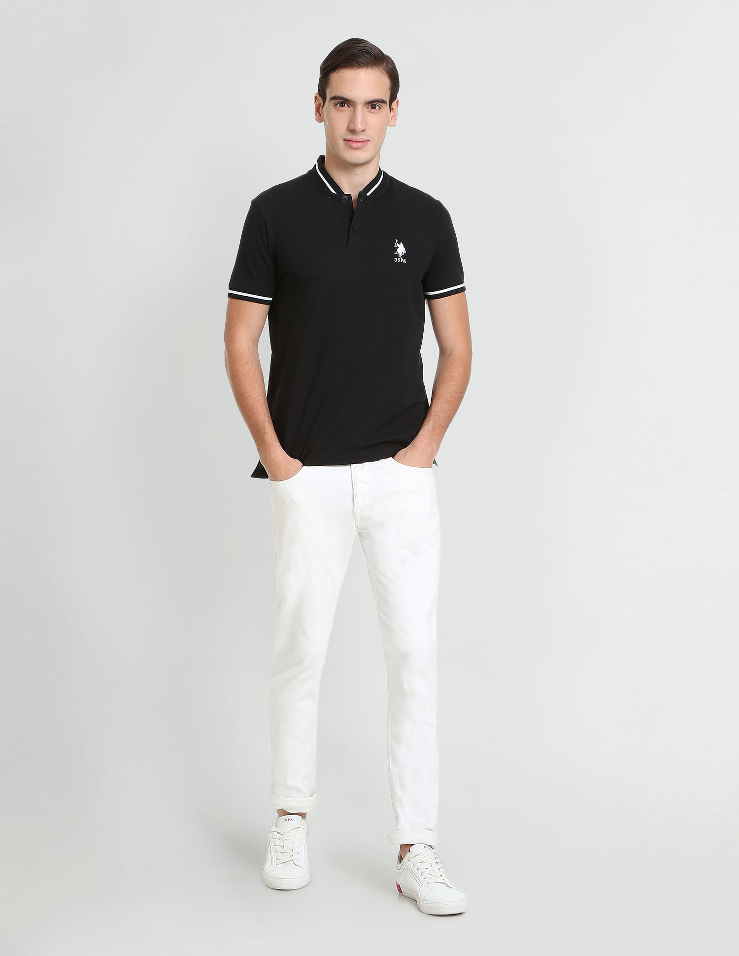 U.S. Polo Assn. Denim Co. Stand Collar Stretchable Polo Shirt