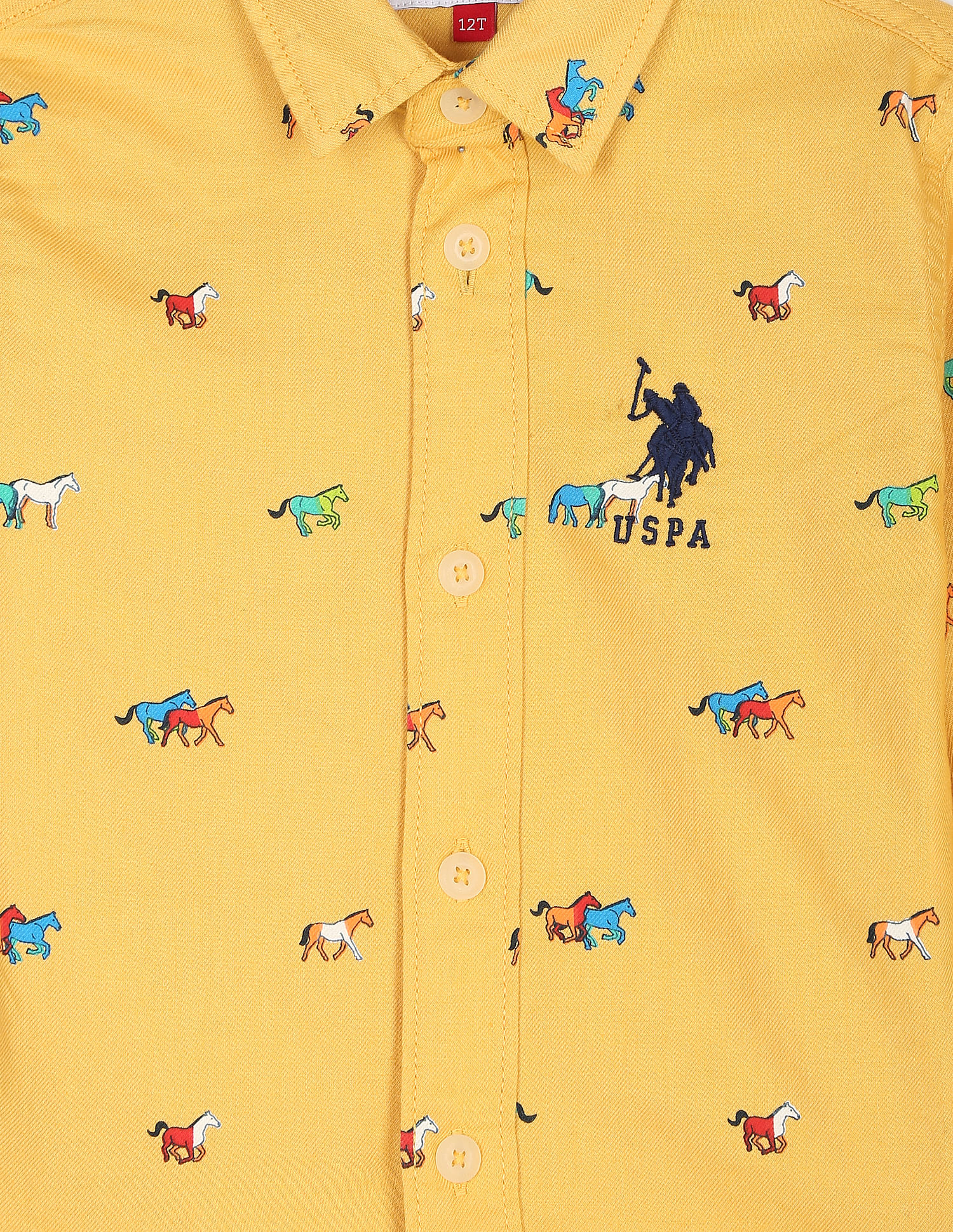 U.S. Polo Assn. Kids Boys Graphic Print Twill Shirt