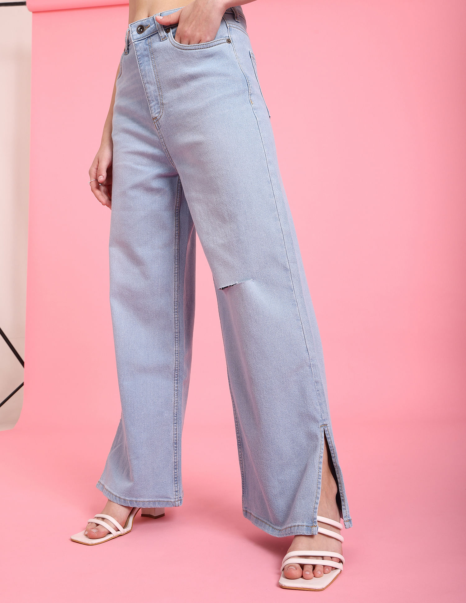 AND Bottoms Pants and Trousers  Buy AND Powder Blue Solid Pant  OnlineNykaa Fashion