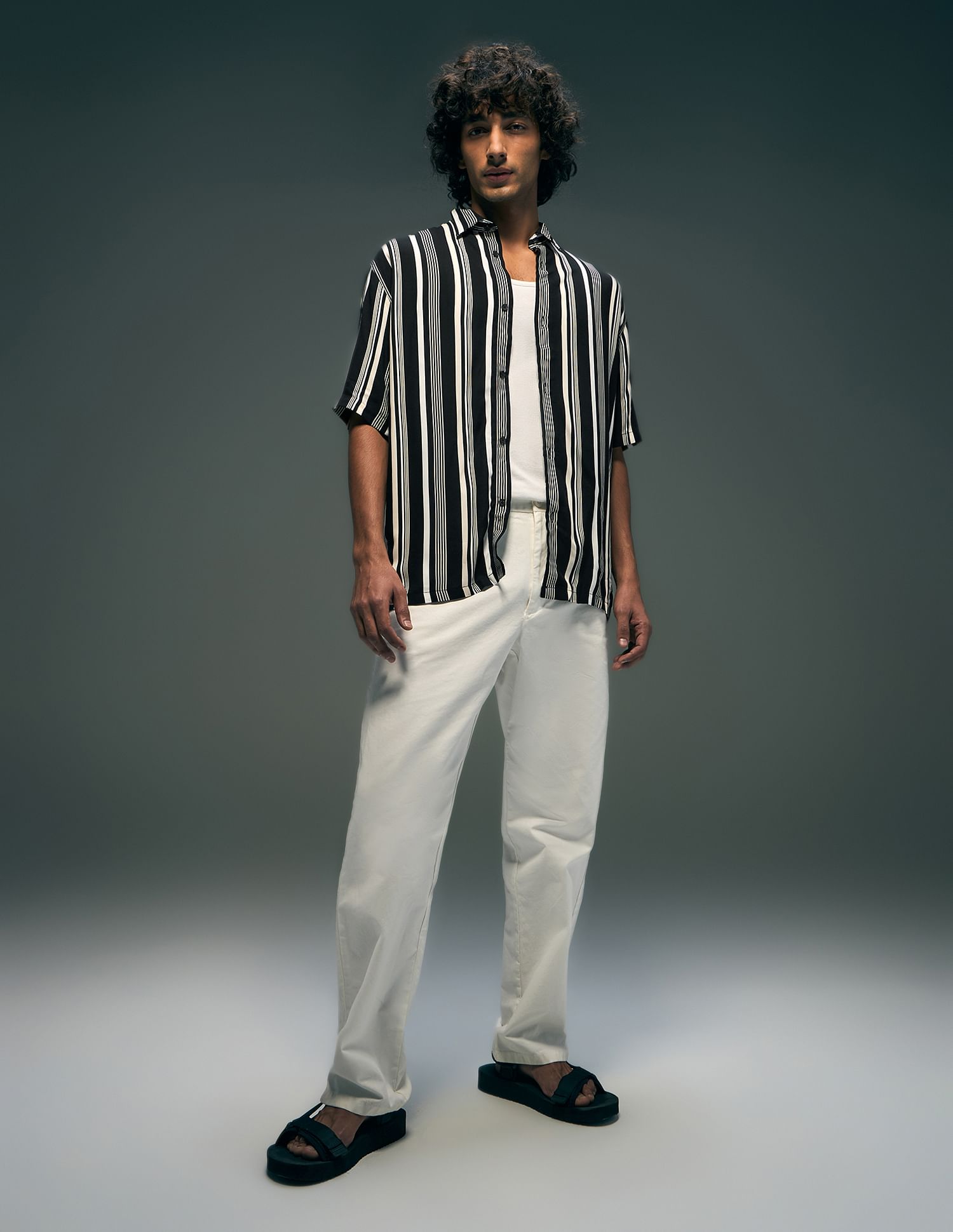 Flying Machine Vertical Striped Oversized Fit Shirt