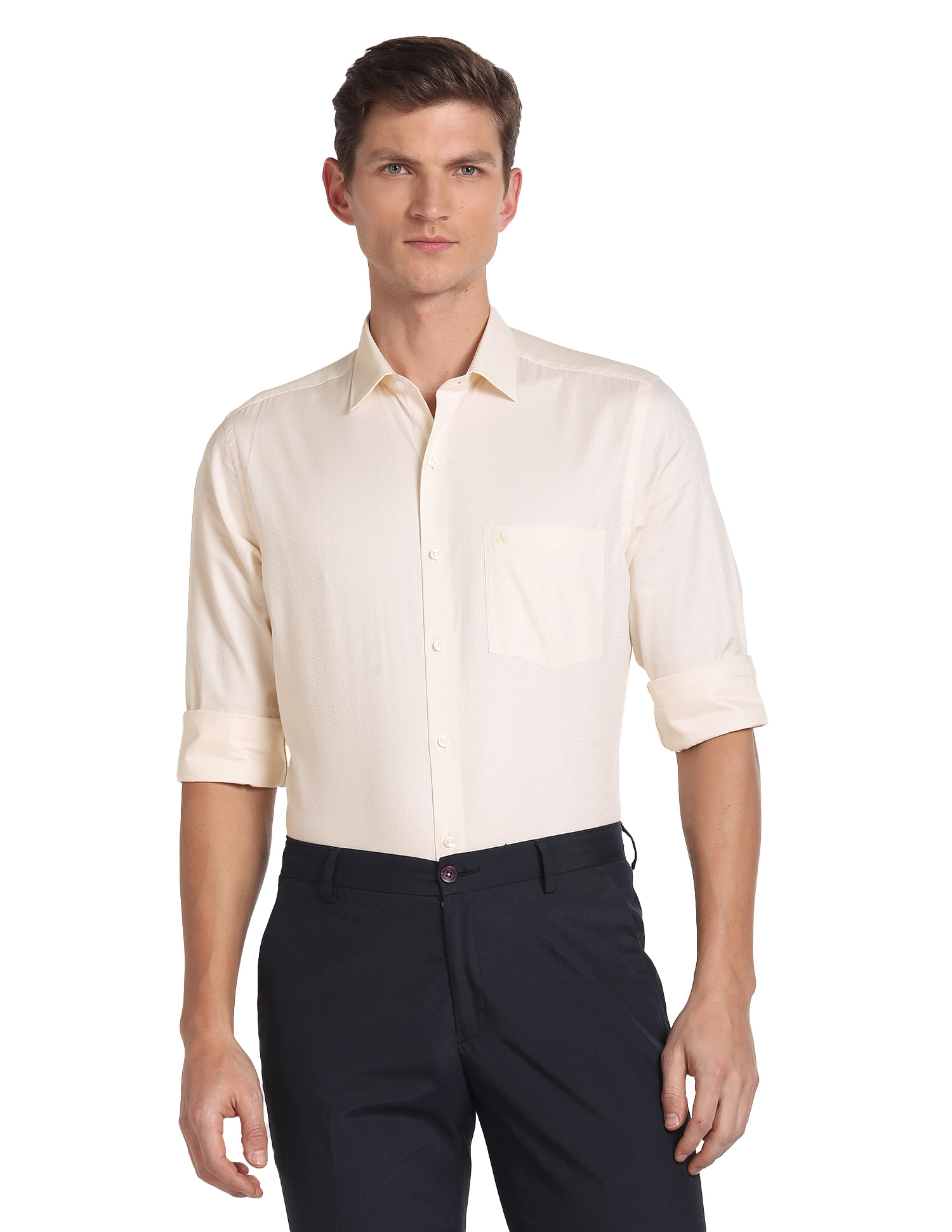 Arrow Cutaway Collar Self Design Shirt