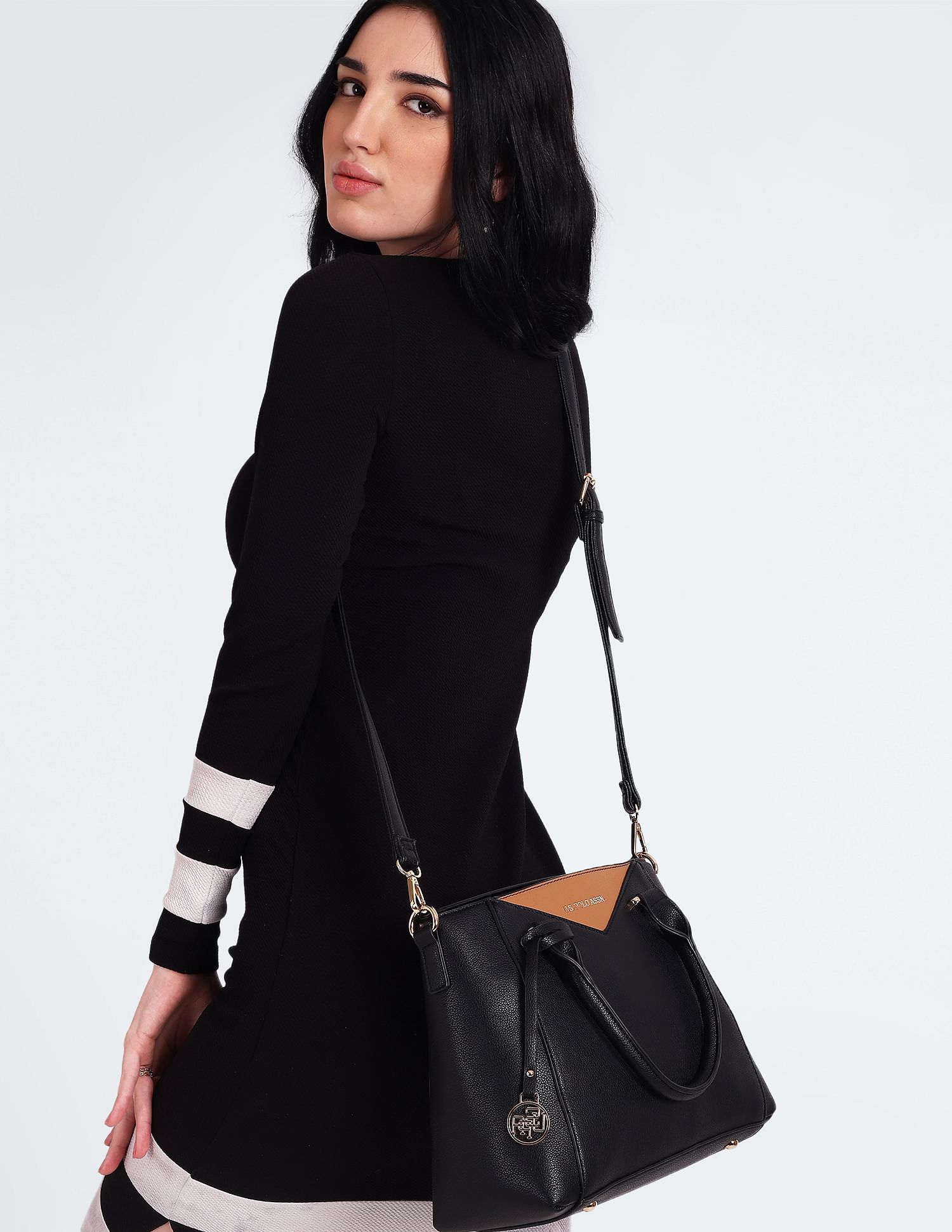 U.S. Polo Assn. Women Contrast Panel Structured Handbag