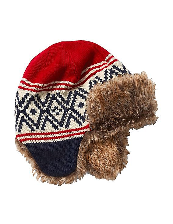 Buy GAP Boys Boys Grey Alpine Fair Isle Trapper Hat NNNOW