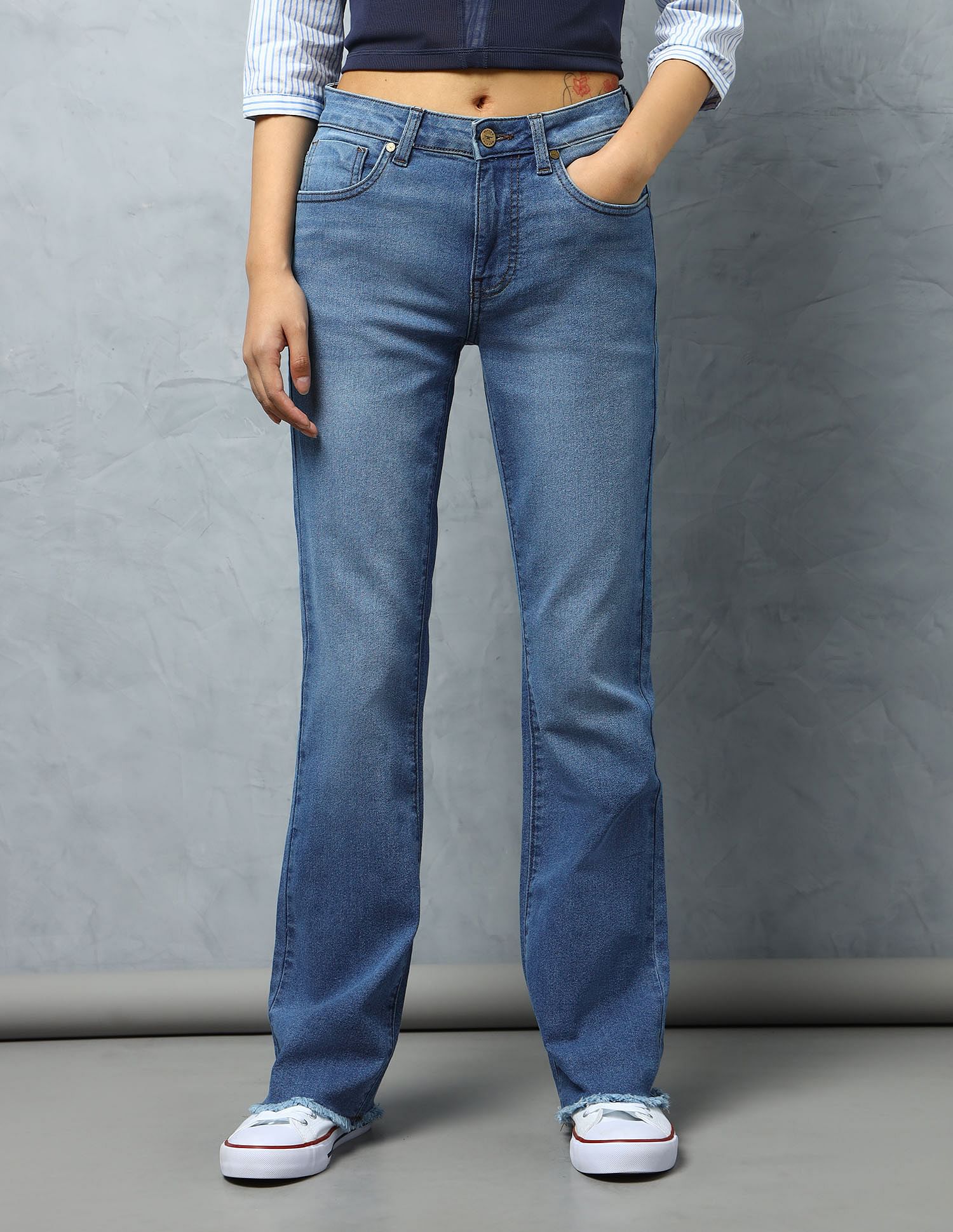 Flying Machine Women Mid Rise Bootcut Jeans