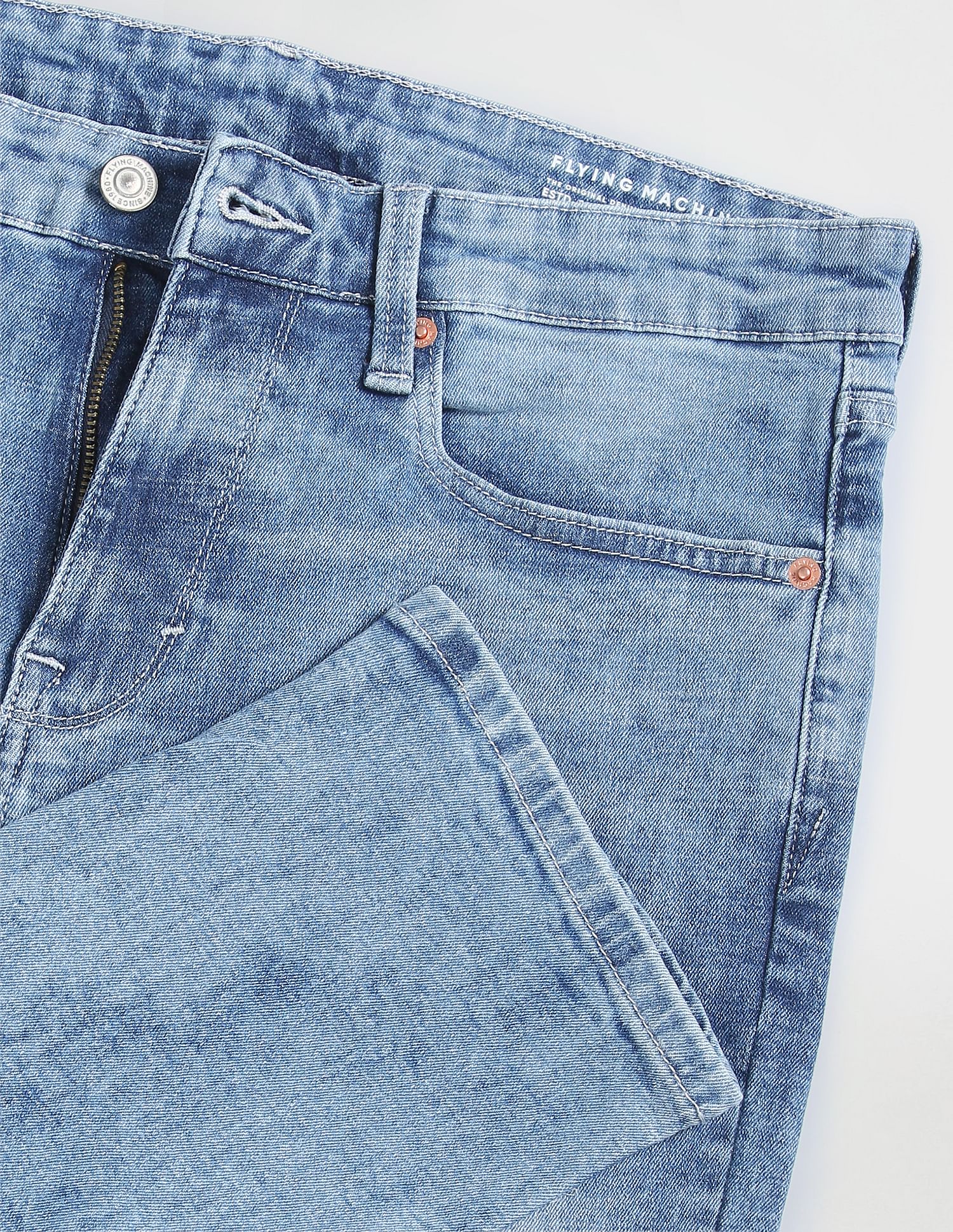 Flying Machine Mid Rise Freddie Slim Straight Fit Jeans