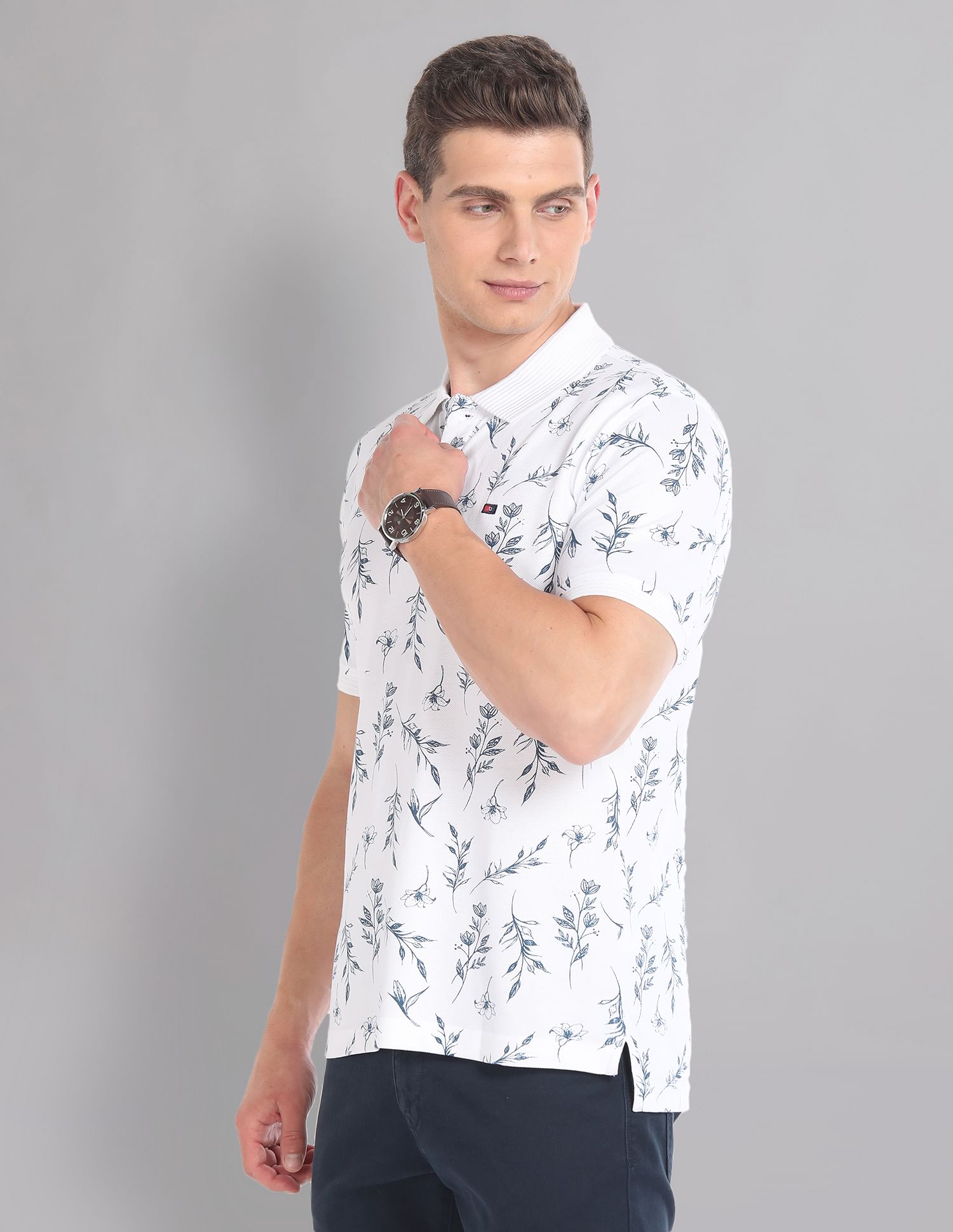 AD by Arvind Real Deal Tropical Print Polo Shirt