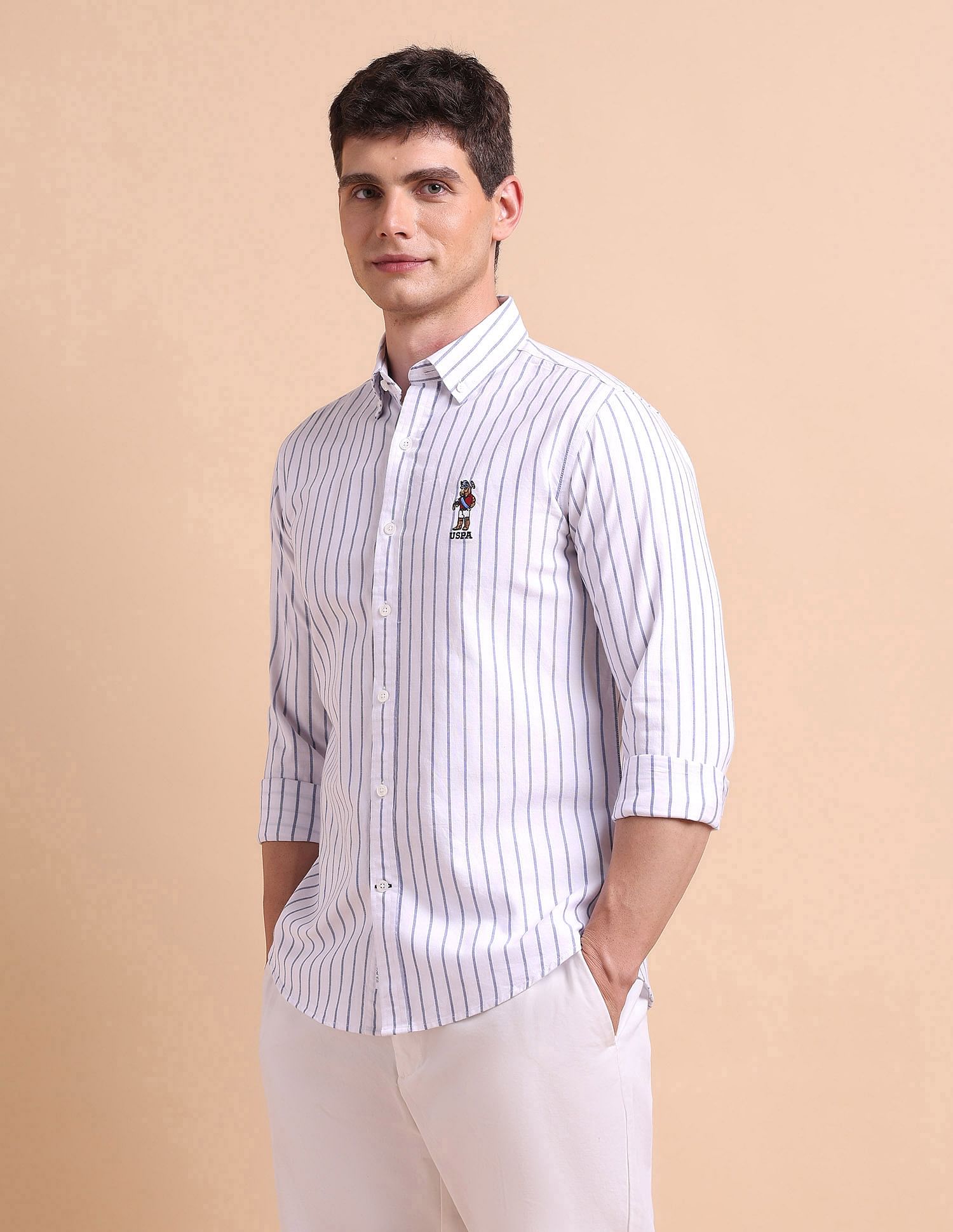 U.S. Polo Assn. Tailored Fit Vertical Striped Shirt