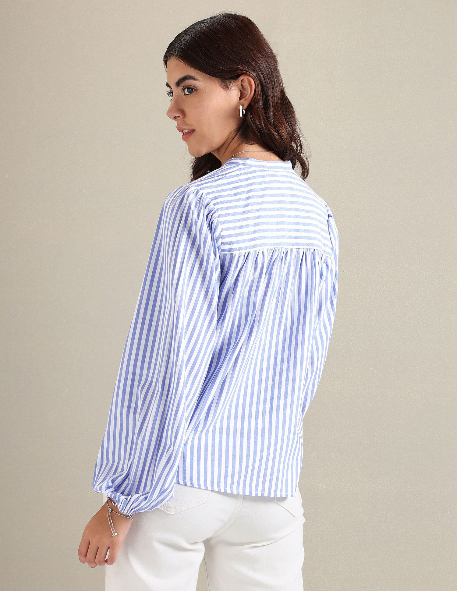 U.S. Polo Assn. Women Vertical Stripe Oxford Shirt