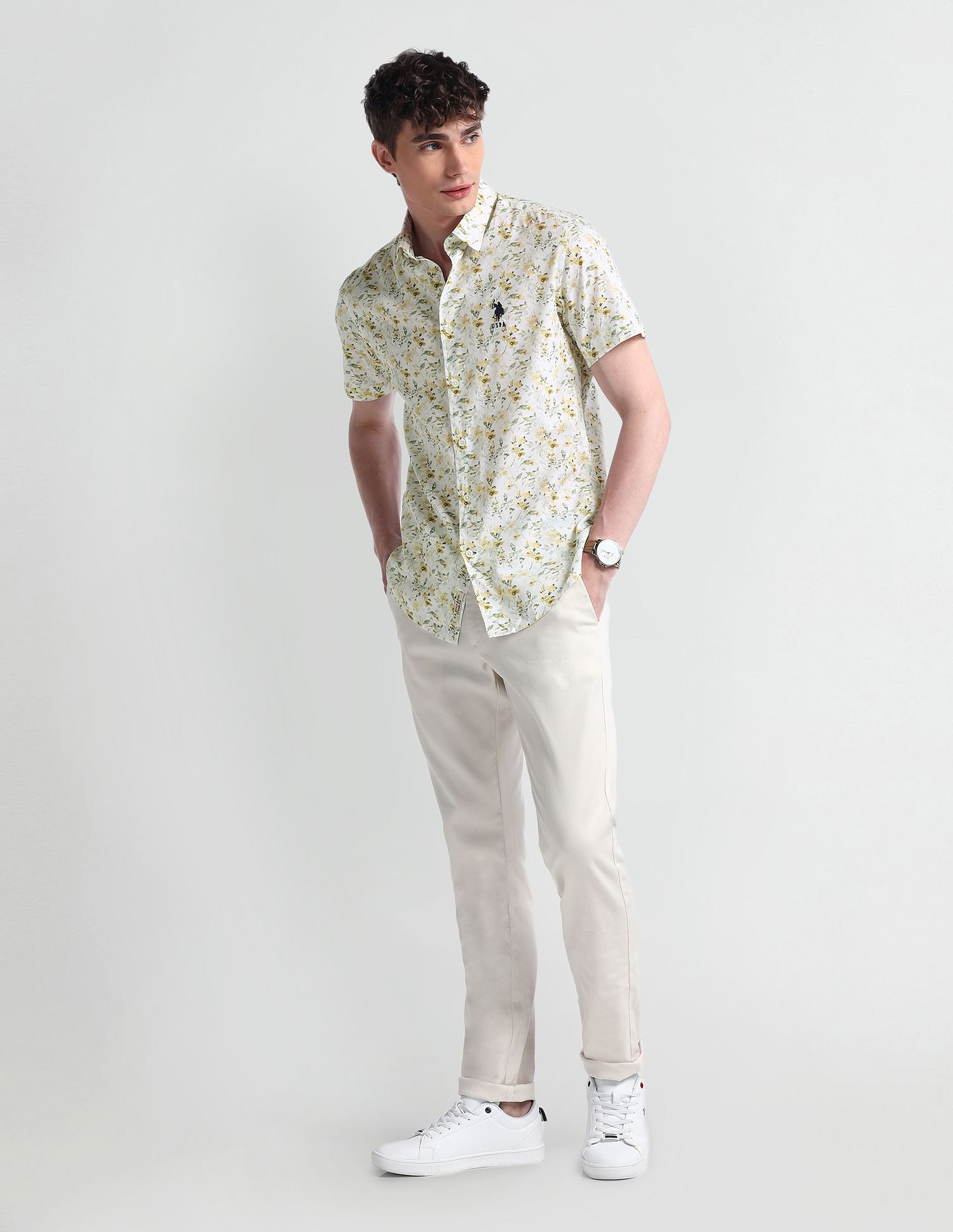 U.S. Polo Assn. Short Sleeve Slim Fit Floral Shirt