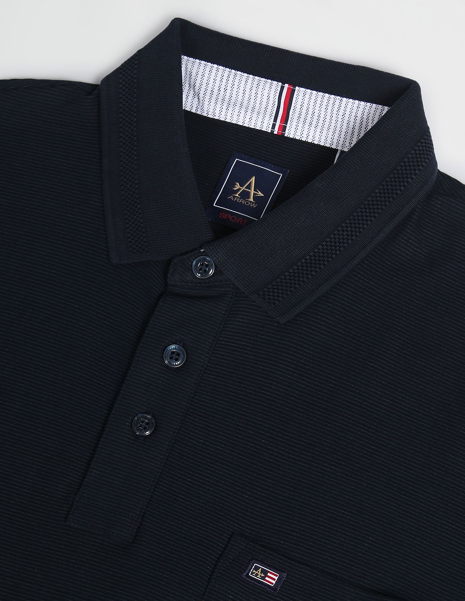 Arrow Sports Patterned Collar Textured Polo Shirt