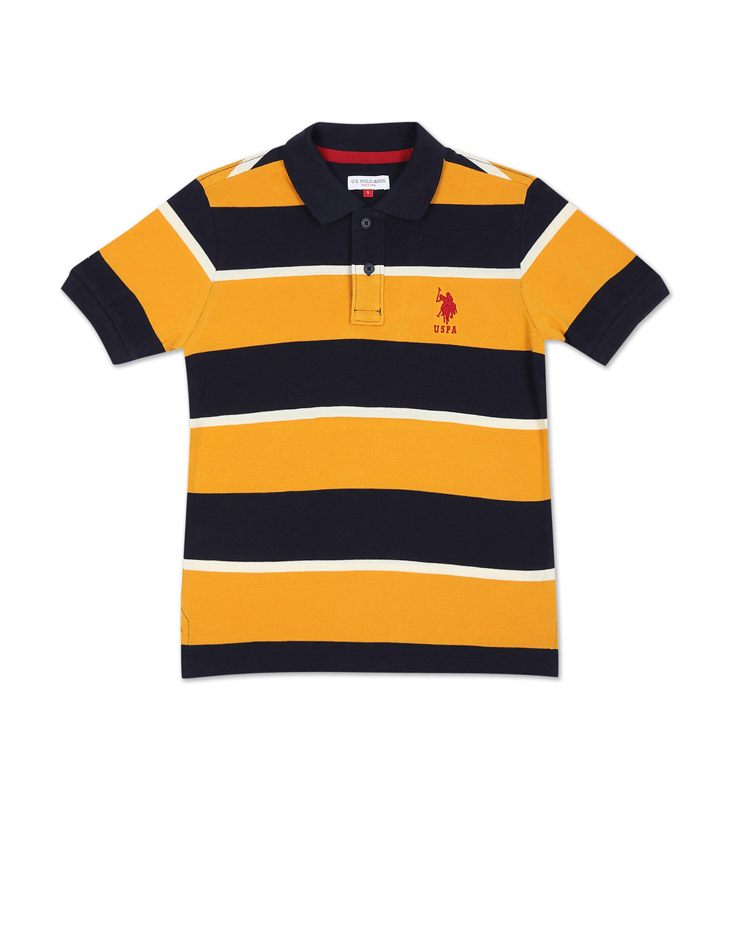 U.S. Polo Assn. Kids Boys Horizontal Stripe Cotton Polo Shirt