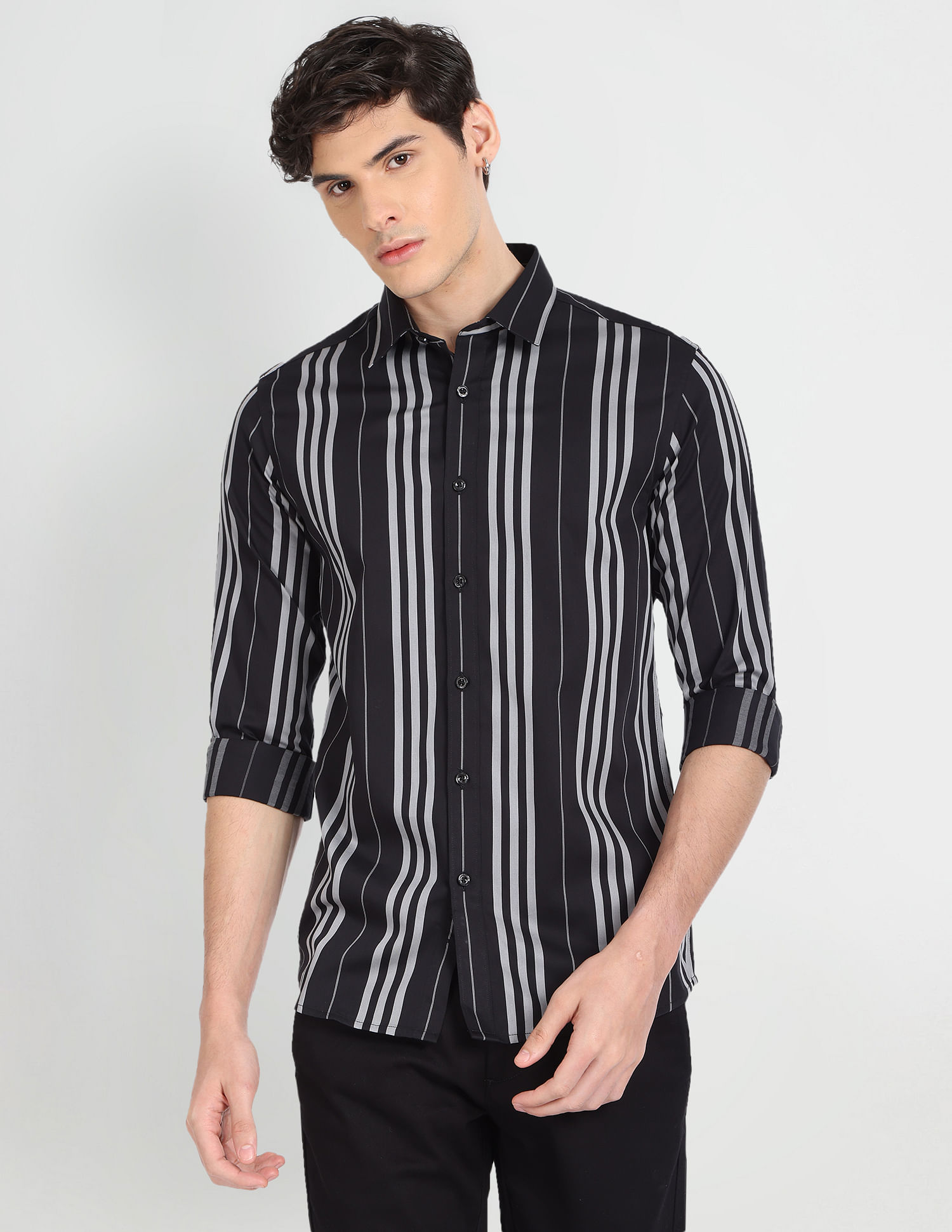 Flying Machine Vertical Stripe Slim Fit Shirt