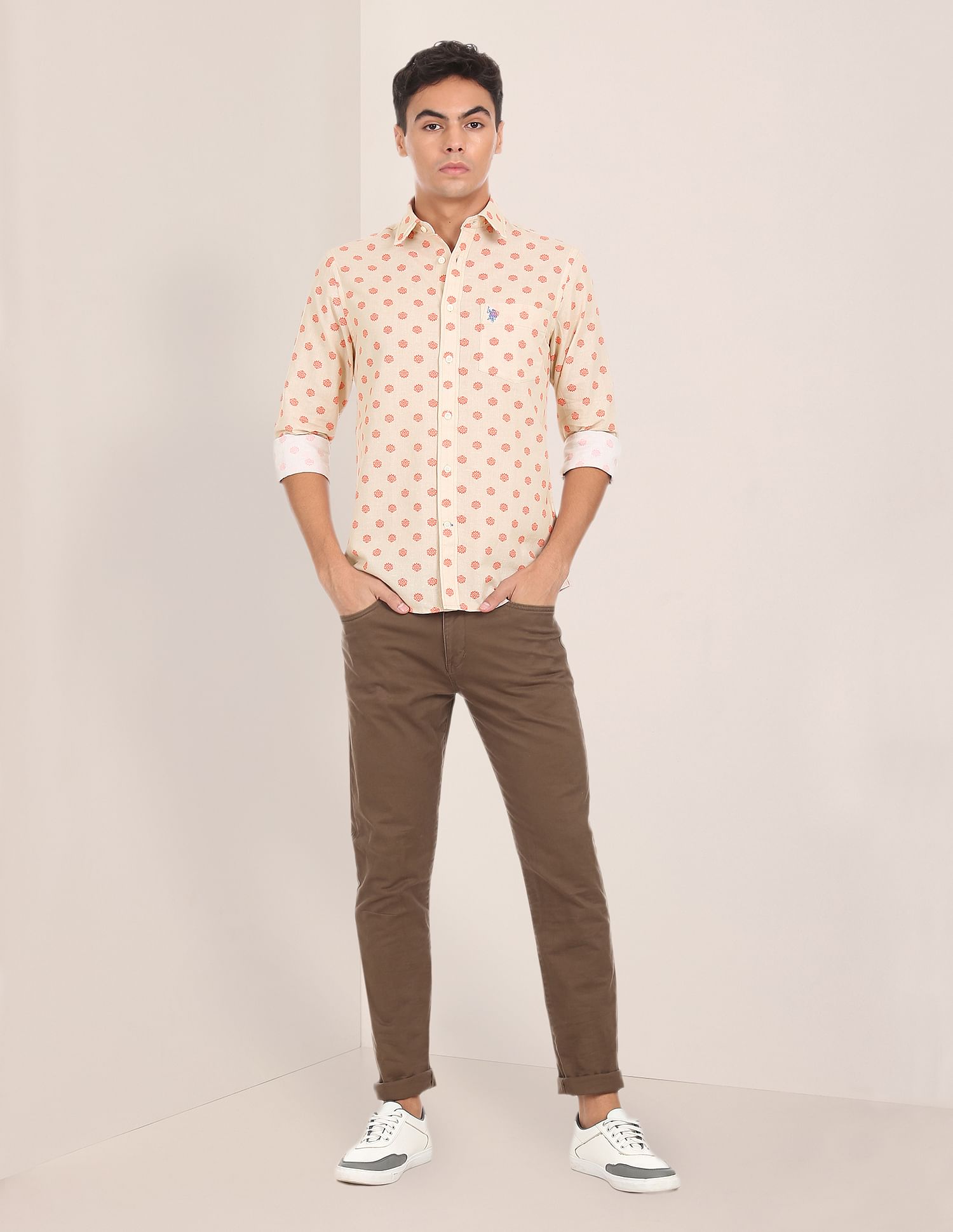 U.S. Polo Assn. Spread Collar Printed Casual Shirt