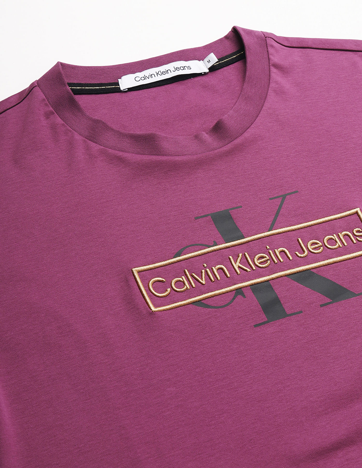 Calvin Klein Jeans Recycled Cotton Logo Collar T-Shirt Pink